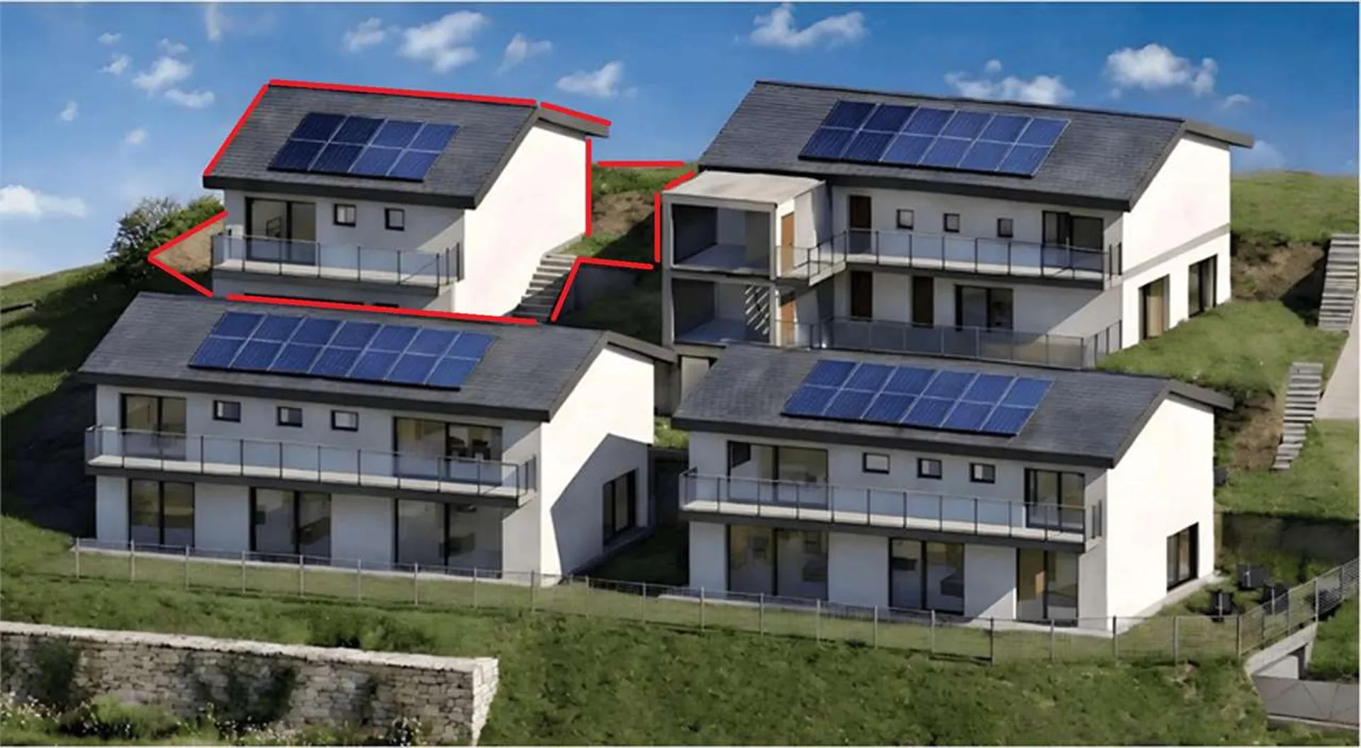 Neue Einfamilienhaus-Villa mit Terrasse, Garten und Garage