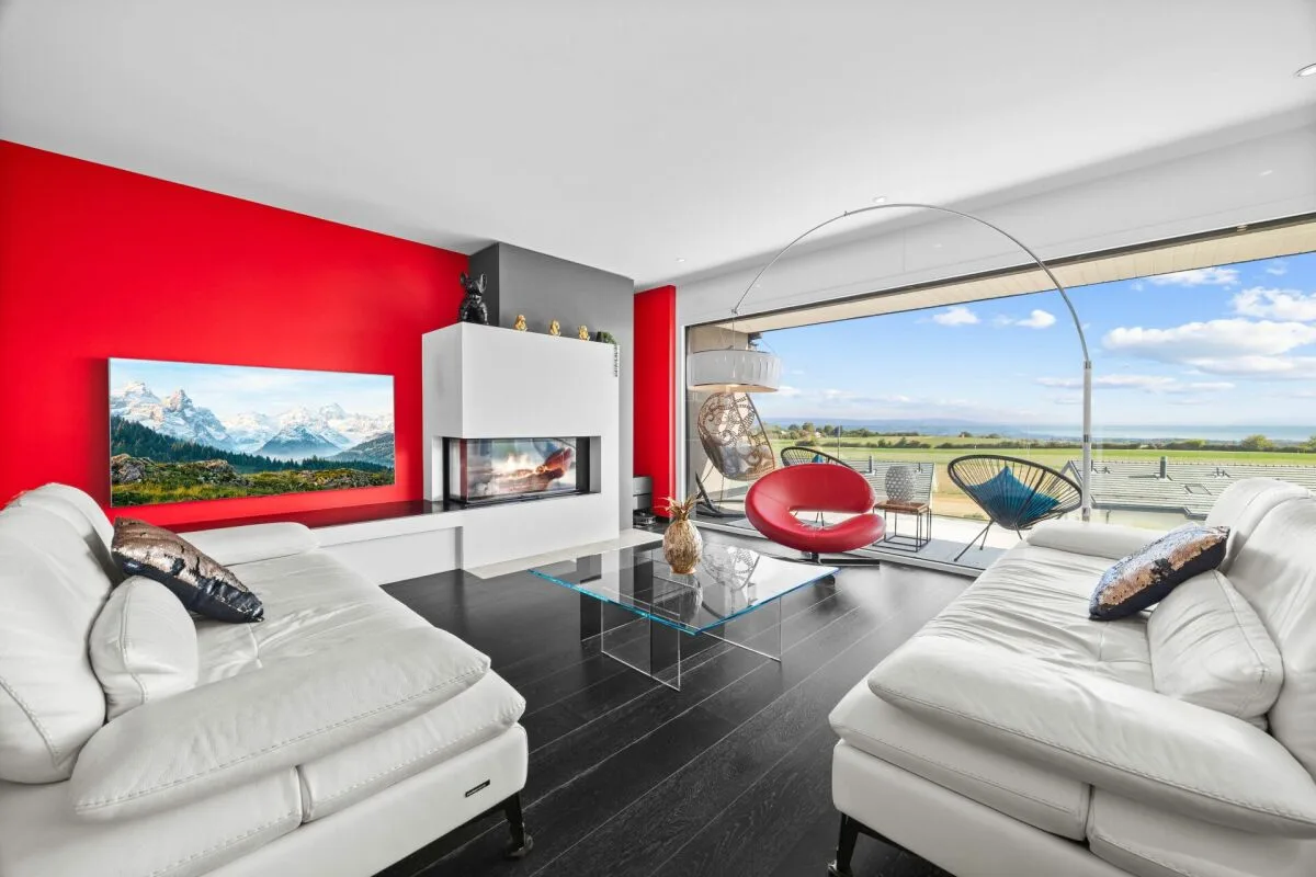 Villa contemporaine avec vue panoramique sur le Léman et les Alpes