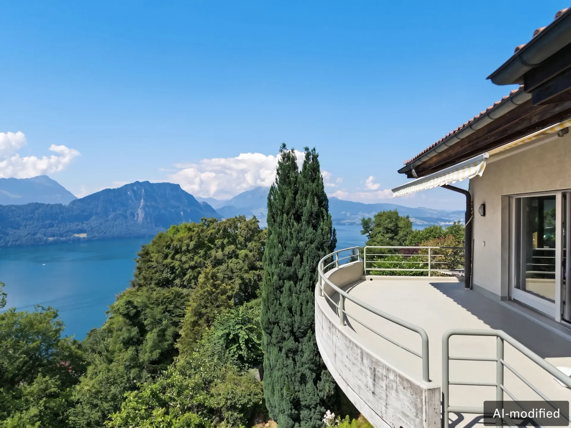 Résidence panoramique dans un emplacement privilégié haut au-dessus des Quatre Cantons forestiers
