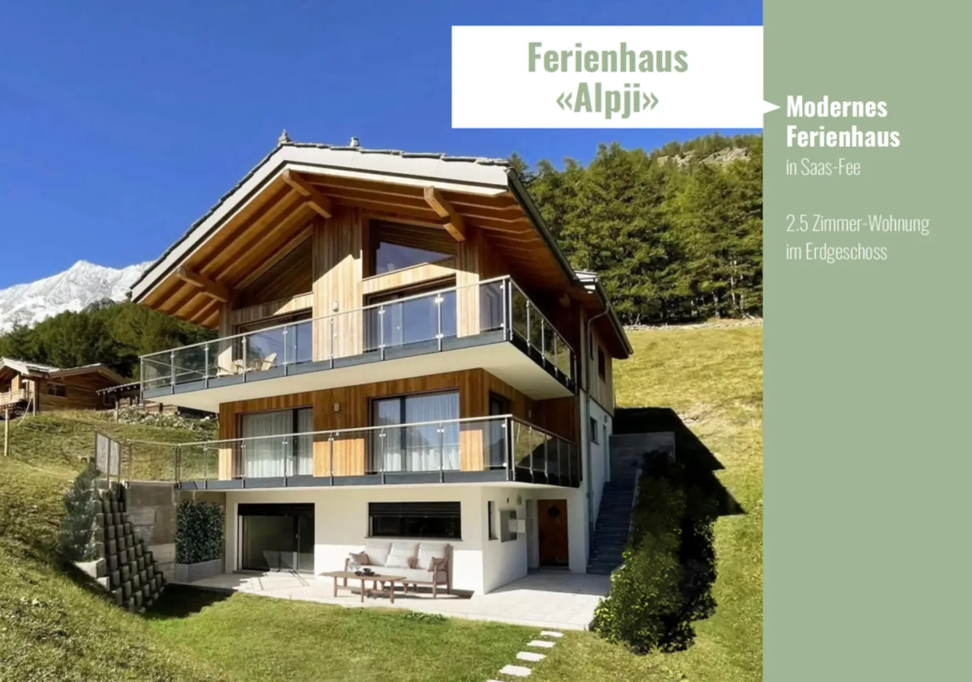 Nouvel appartement 2.5 pièces dans l'un des plus anciens hameaux, Hohnegg, au-dessus de Saas-Fee. Accès sportif depuis le centre du village, Lomatte ou Wildi. Accessible en vélo électrique tout au long de l'année.