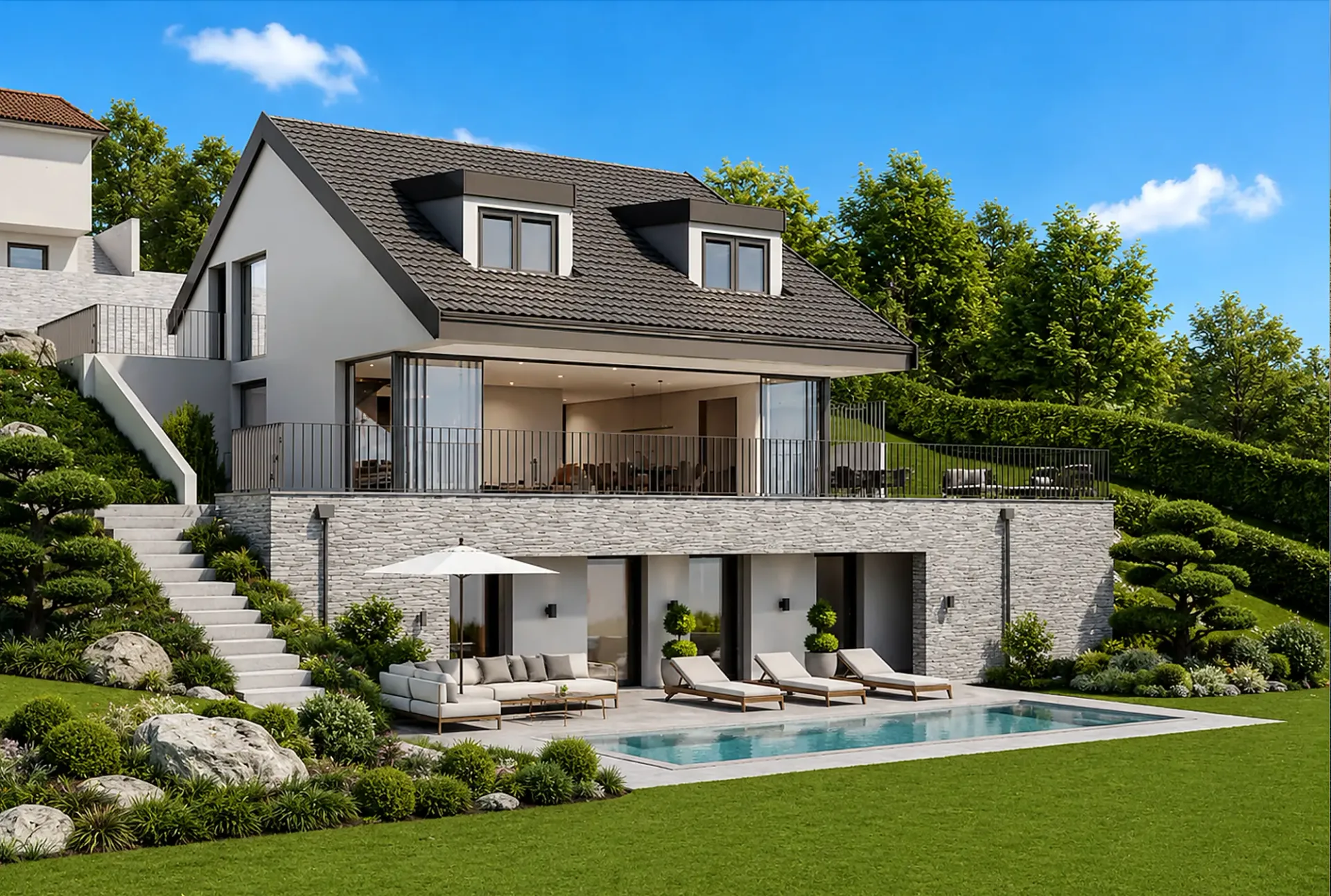 Einzelvilla "Plein Sud" mit Außenpool in Chexbres