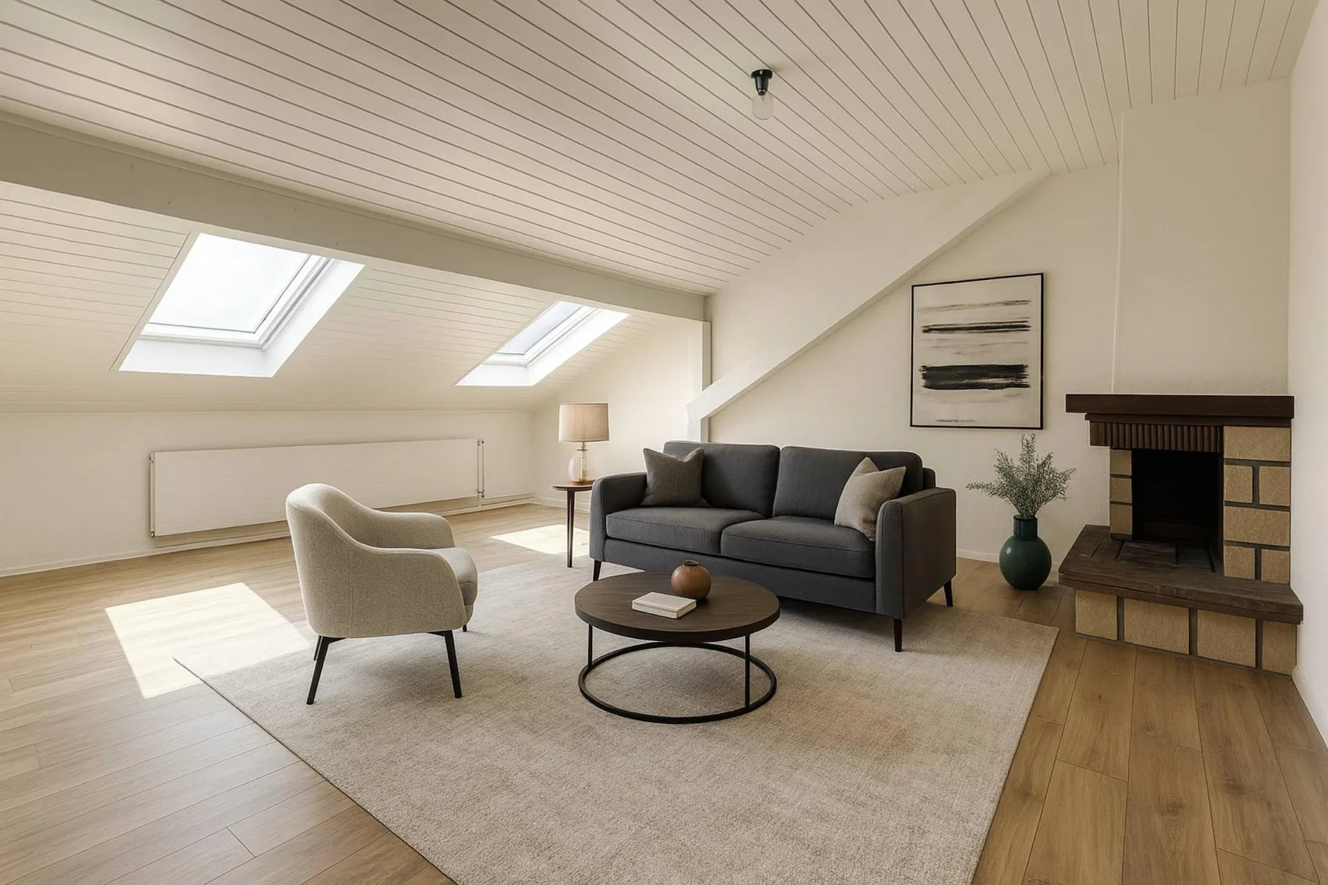 Komplette Renovierung, wunderschönes Apartment im Dachgeschoss (Loft-Typ)