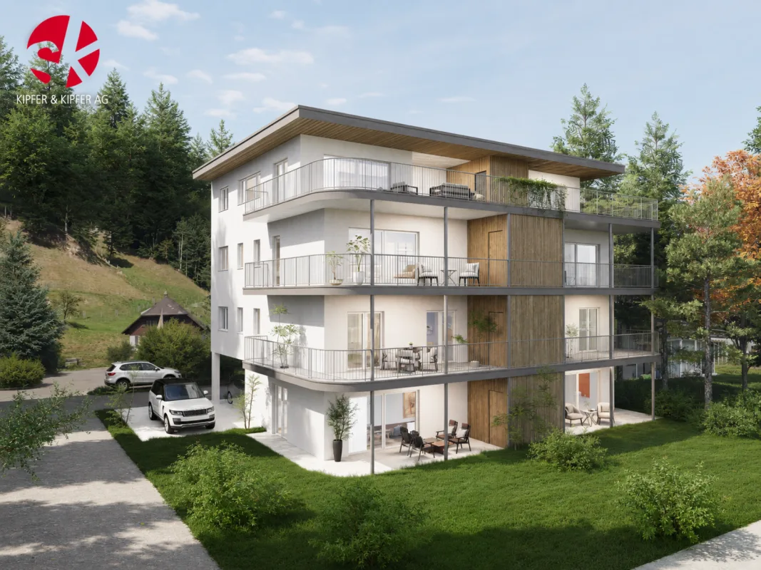 Moderne 2.5-Zimmer-Eigentumswohnung mit Südwest-Ausrichtung - mit grosser 23 m² Terrasse und 105 m² Garten an ruhiger, naturnaher Lage!