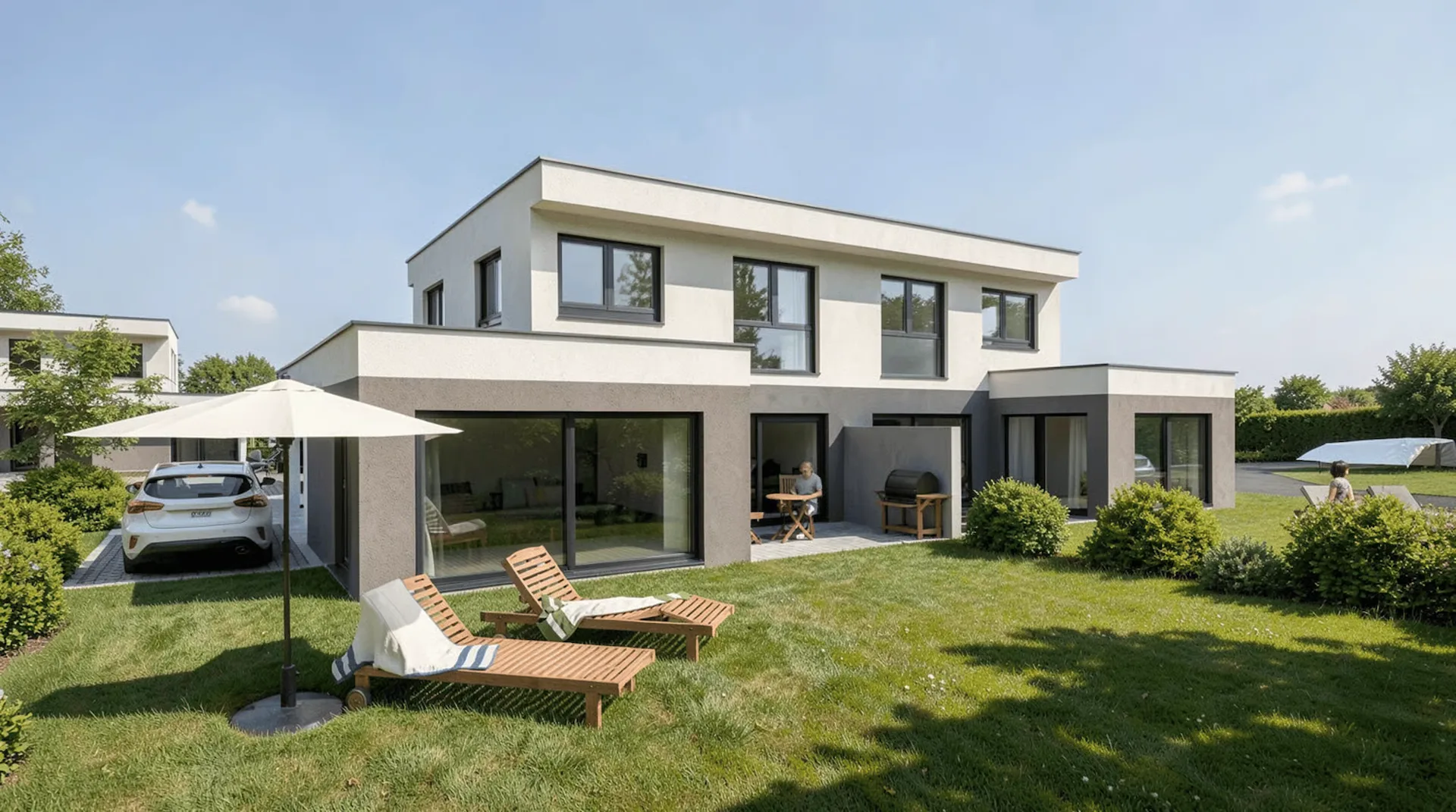 Maison bifamiliale moderne à Lostorf – Construction neuve avec grand jardin