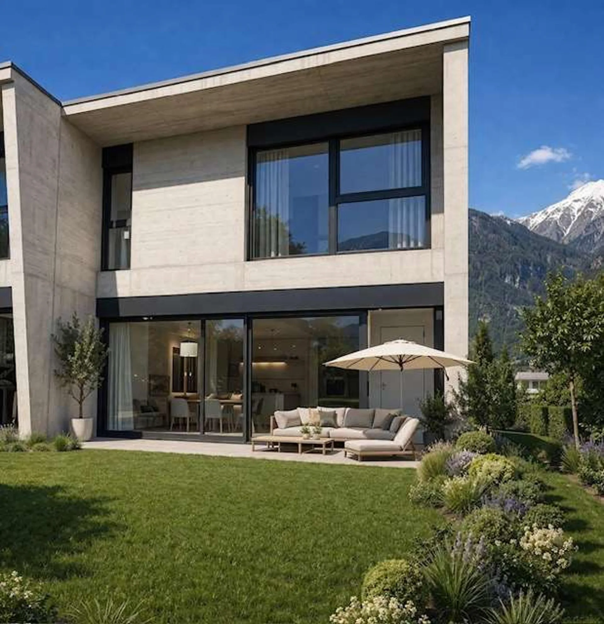 Elegantes Neubau-Einfamilienhaus mit Garten in Wohngegend