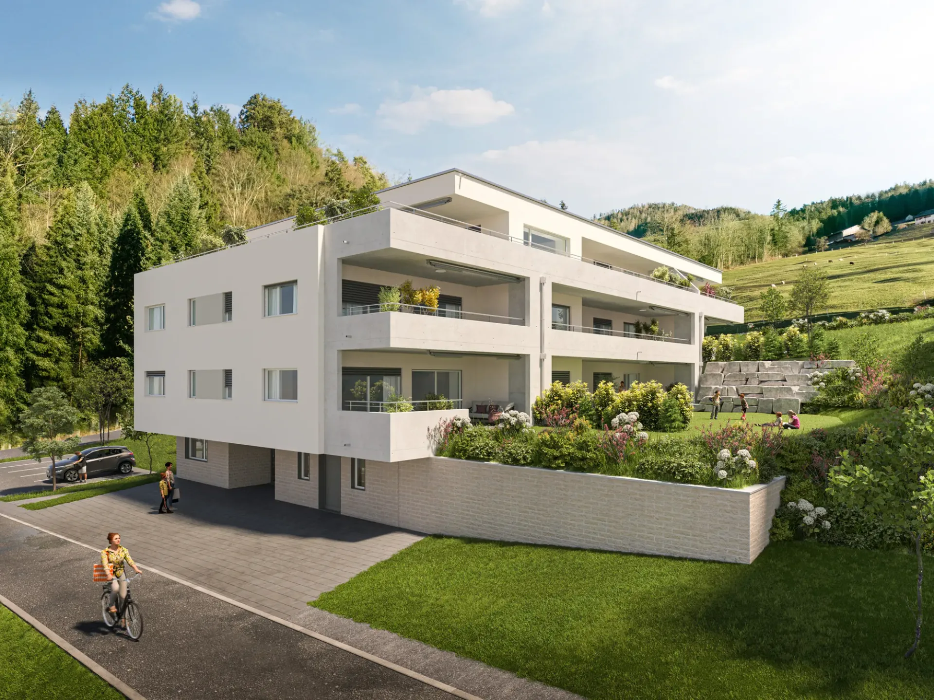 Wohnen, wo die Natur beginnt  mit Sitzplatz und Blick ins Grüne