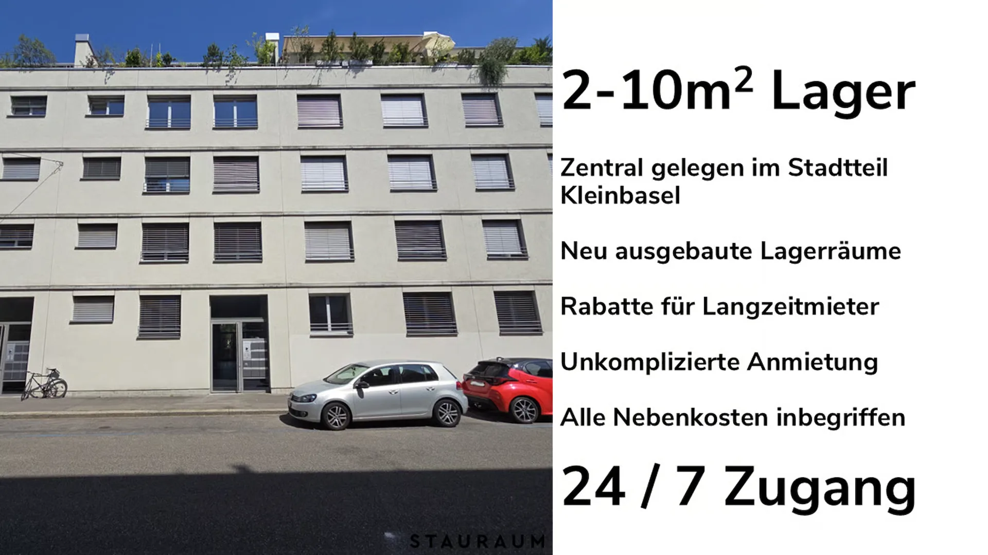 Persönlicher Lagerraum mieten in Kleinbasel. 2m2 - 10m2.