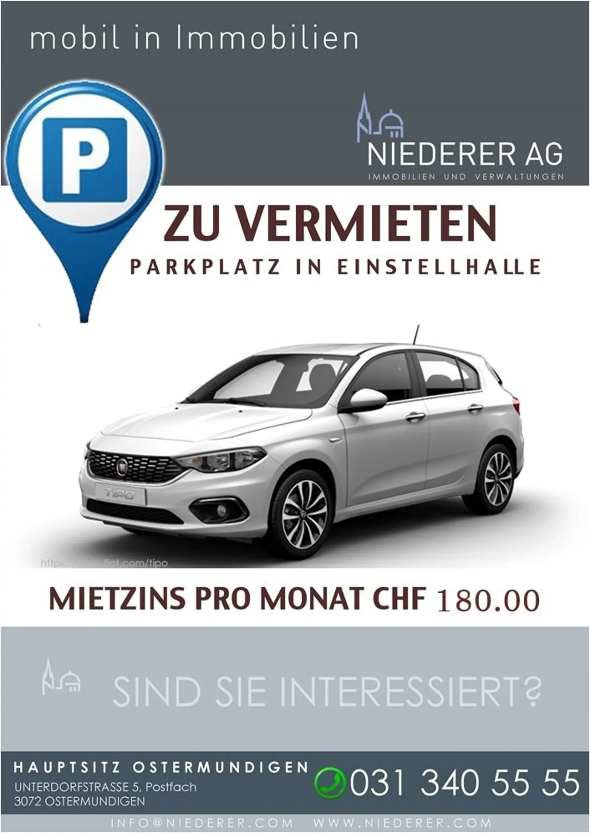 Einstellhallenplatz für CHF 200.00 zu vermieten