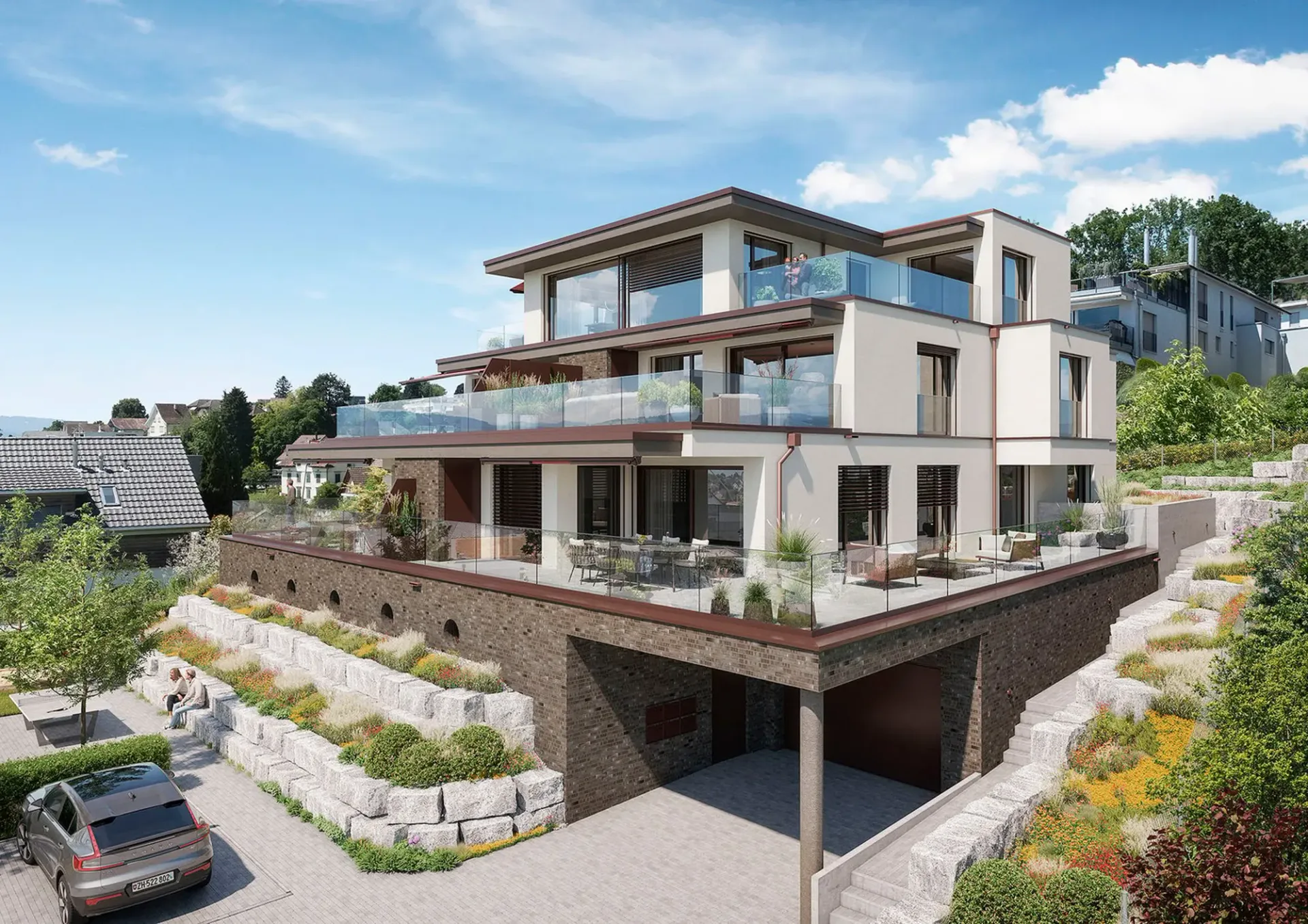 Neubau: 3.5-Zimmer-Wohnung mit Panoramasicht der Extraklasse, inkl. 2x Einstellstellplätze