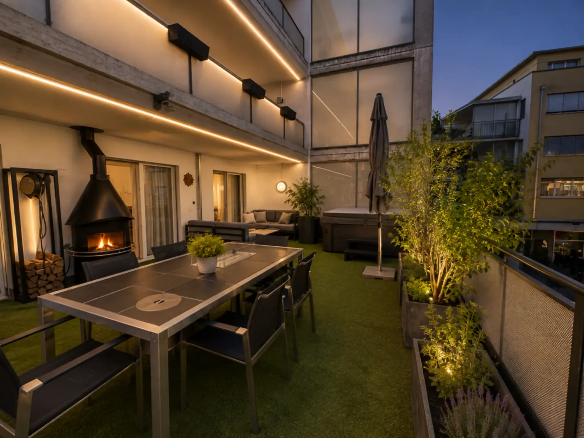 Exklusives Wohnerlebnis: Urbane Maisonette mit privater Wellness-Oase und Aussicht.