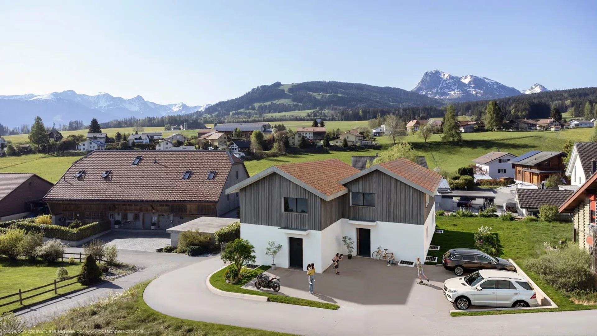 Vuadens – Prächtige neue Doppelhaushälfte mit 5,5 Zimmern und Westblick
