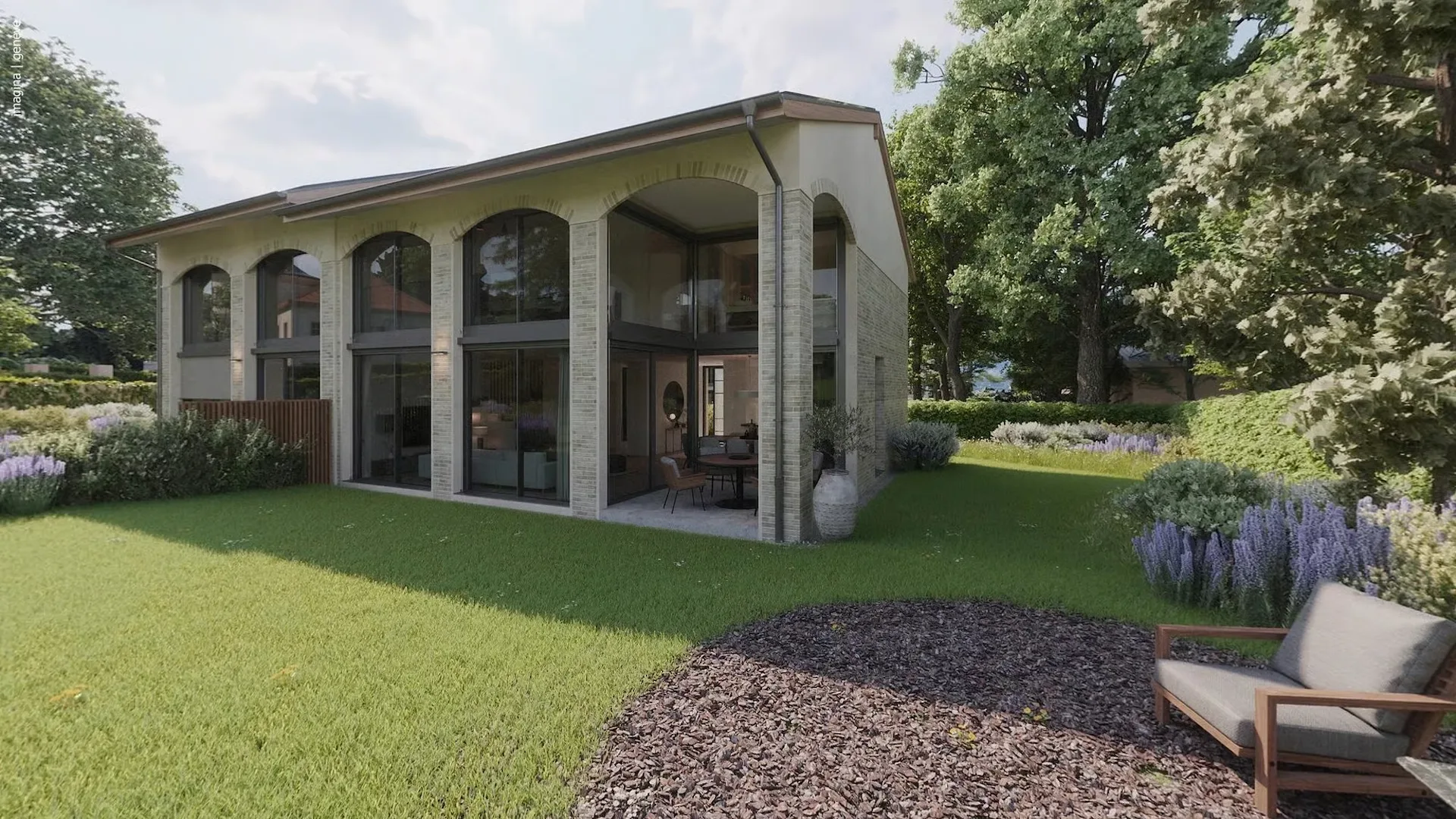 Außergewöhnliche moderne Villa mit großem Garten im Herzen von Anières