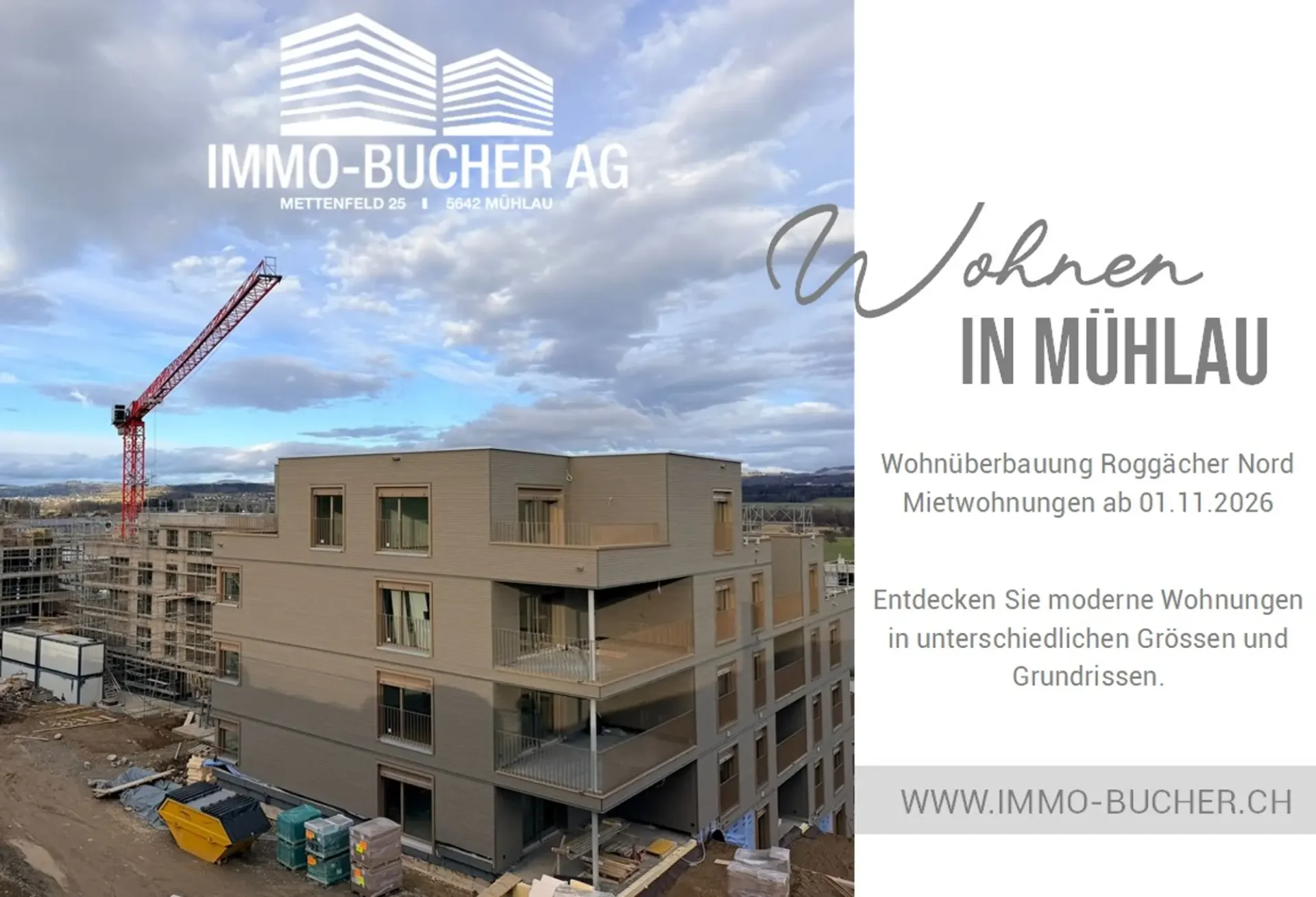Erstbezug 3 1/2 Zimmer-Wohnung in neuer Überbauung Roggächer Nord