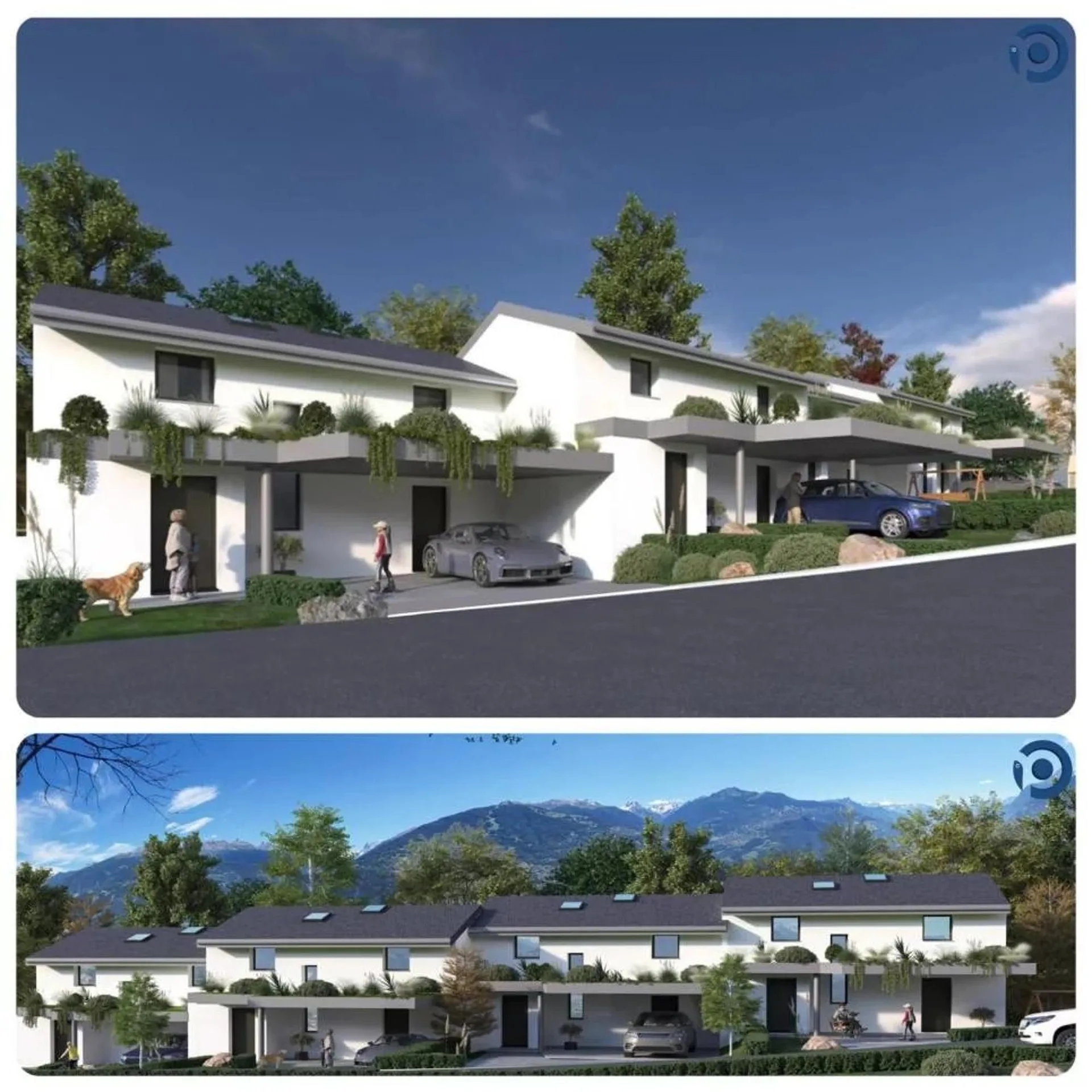 Reihenhäuser, neu, Conthey, idyllische Umgebung, 4,5 Zimmer, 5,5 Zimmer, Rasenflächen, Terrassen, Sonne, Weinberg, Ski