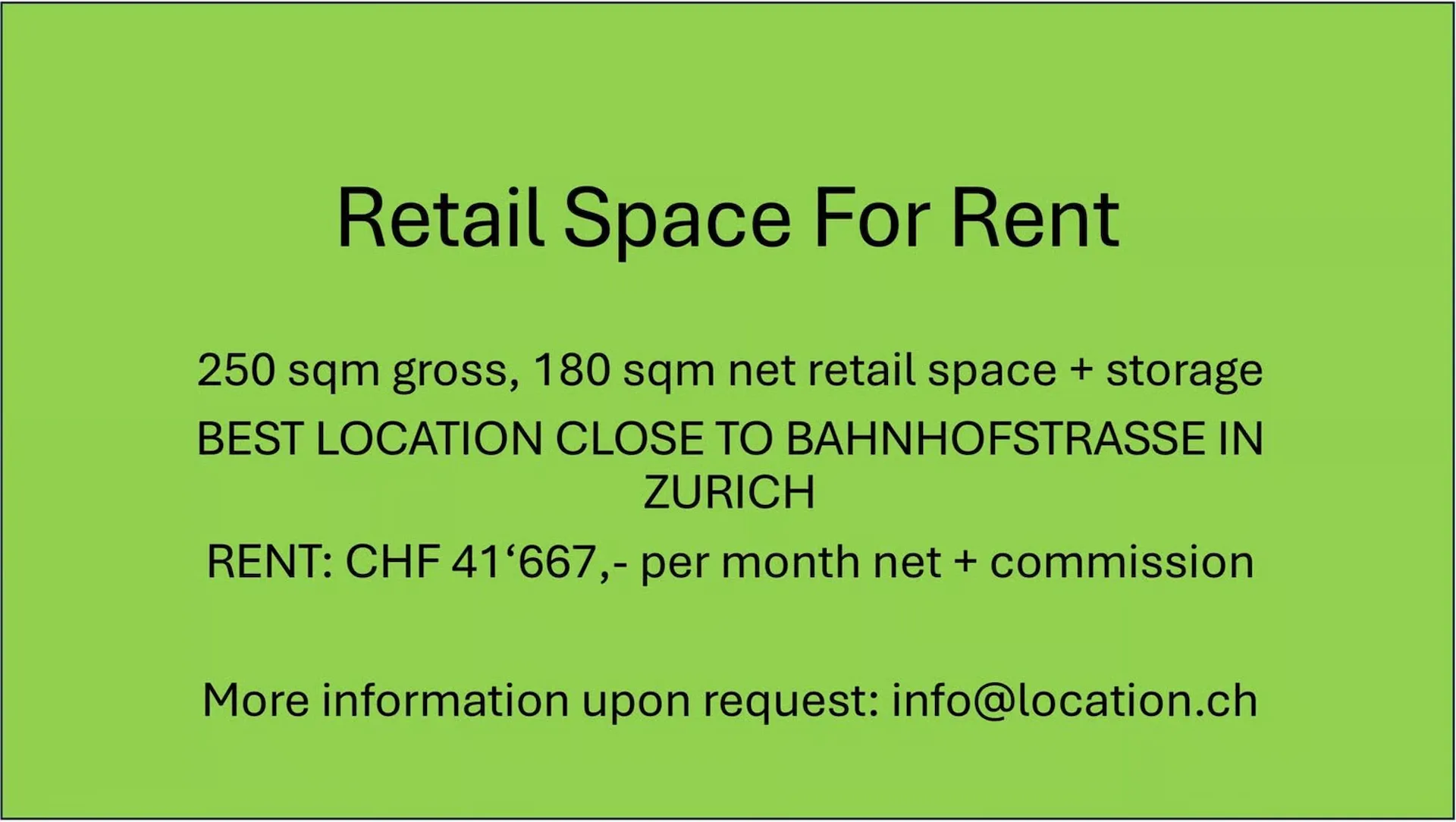 Erstklassige Ladenfläche Nahe Bahnhofstrasse, Zürich