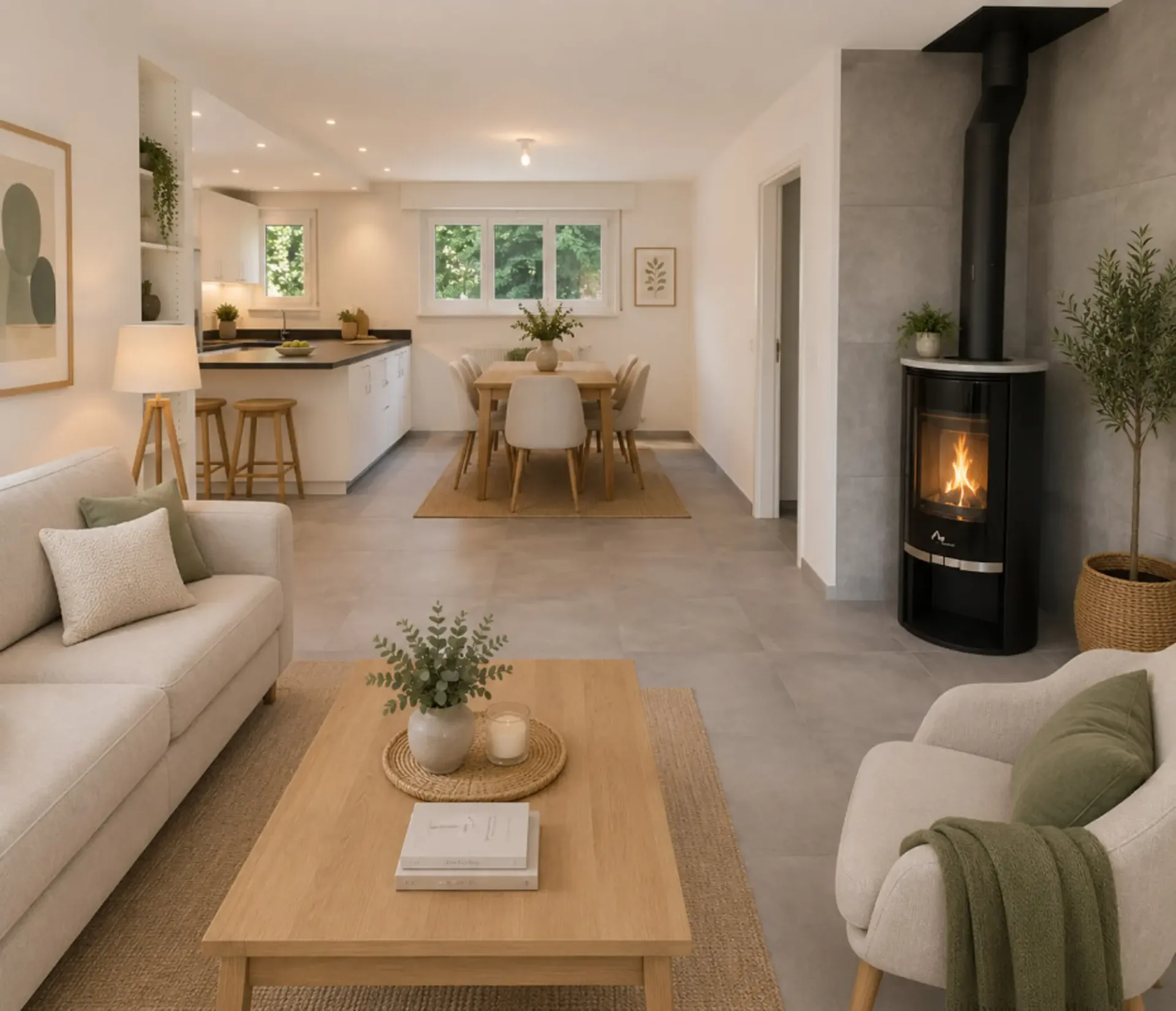 For rent on the ground floor, a 4.5-room apartment completely renovated