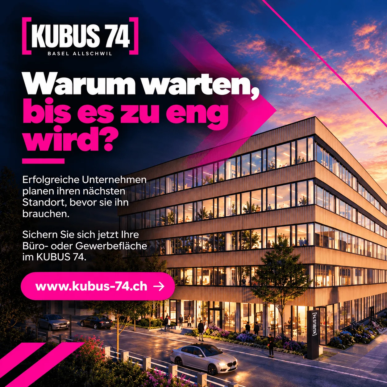 KUBUS 74 | Spazi flessibili per uffici e attività commerciali da 230 m² ? Disponibile primavera 2028