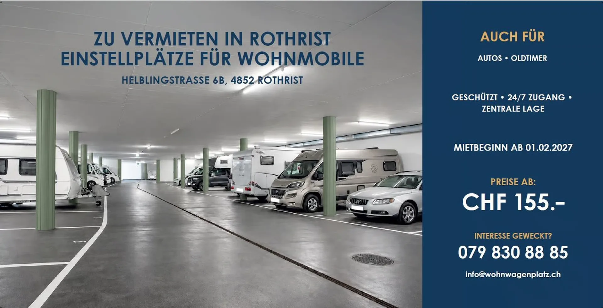 Parking spaces in Rothrist – secure, central, and accessible at all times