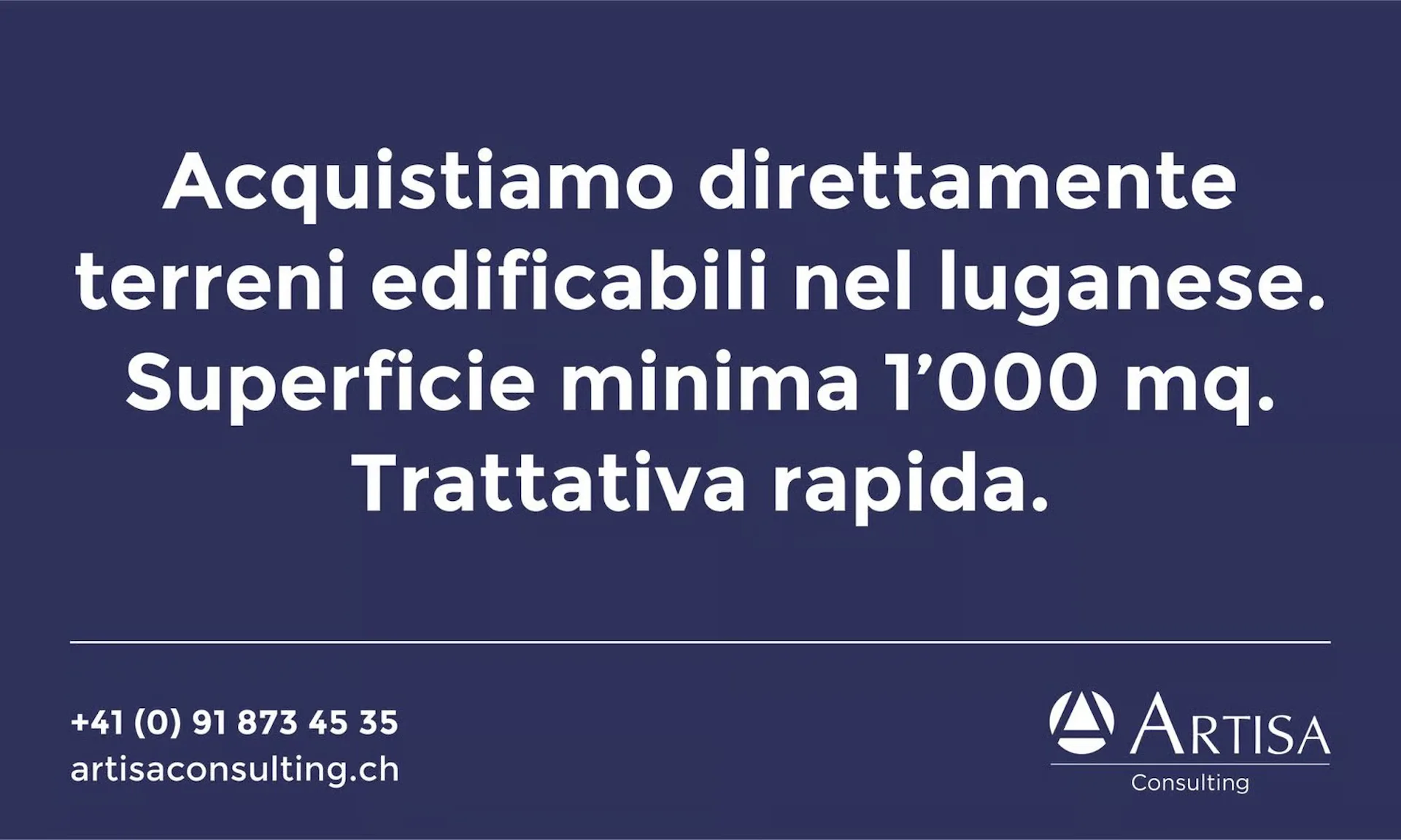 Cerchiamo terreni da acquistare nel Luganese