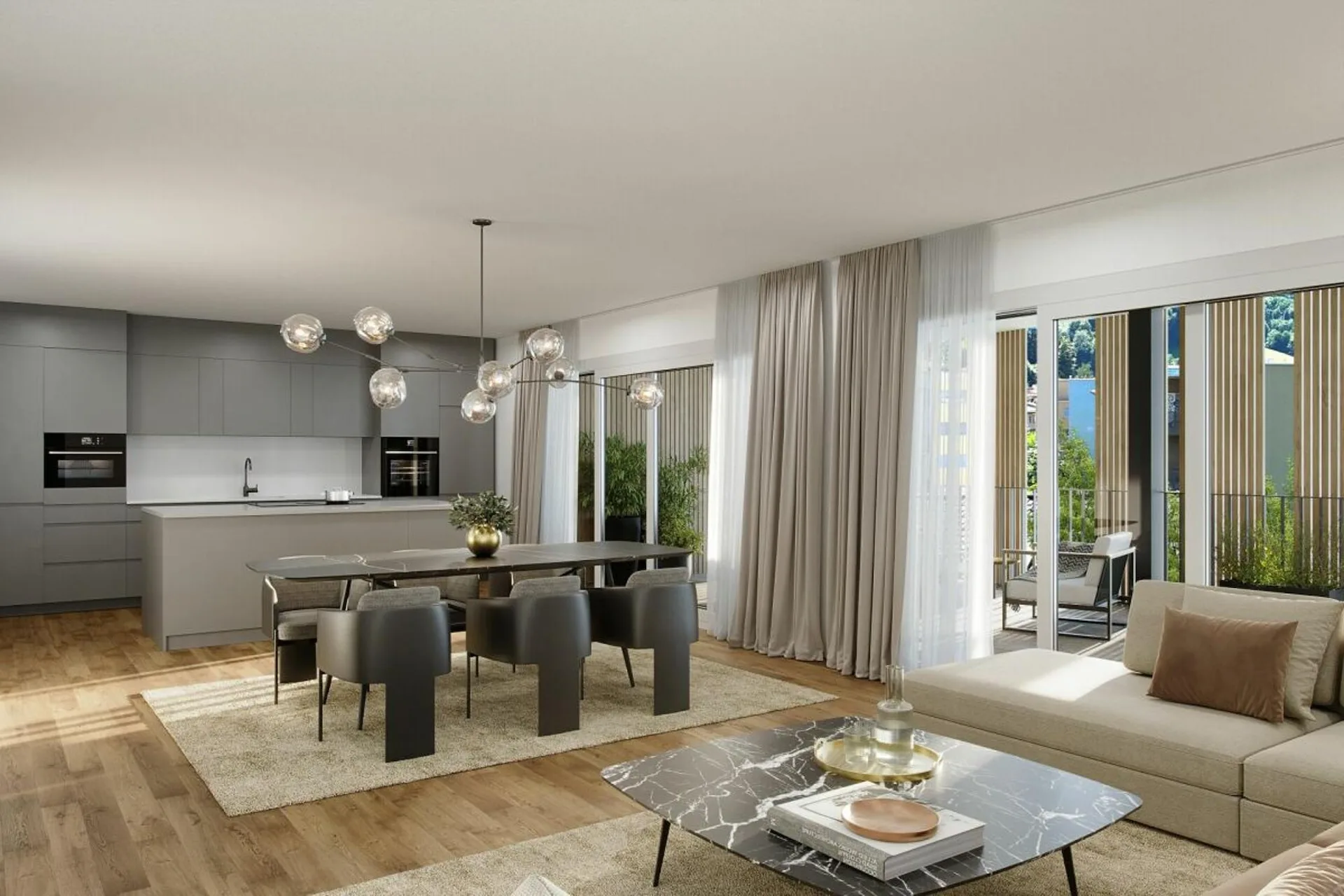 Letzte Neubau-Gartenwohnung: 3.5 Zimmer auf 105 m2 und hohem Qualitäts- und Ausbaustandart, sowie 26 m2 gedeckte Terrasse und eigenem Gartenanteil
