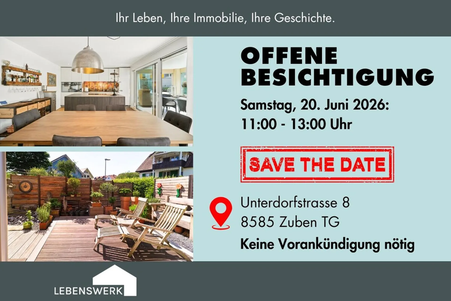 Offene Besichtigung | 20.06.2026 - Mehr als nur vier Wände. Hier begin