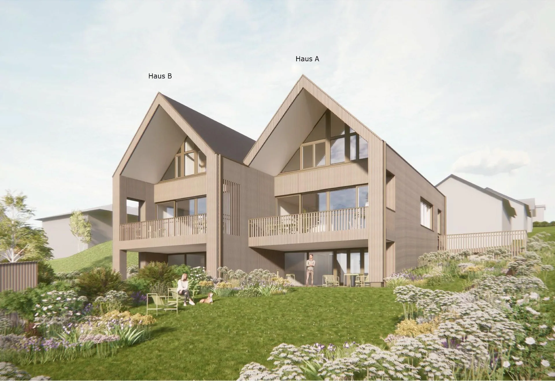 Deux maisons familiales exclusives de 5,5 pièces avec grand jardin et vue