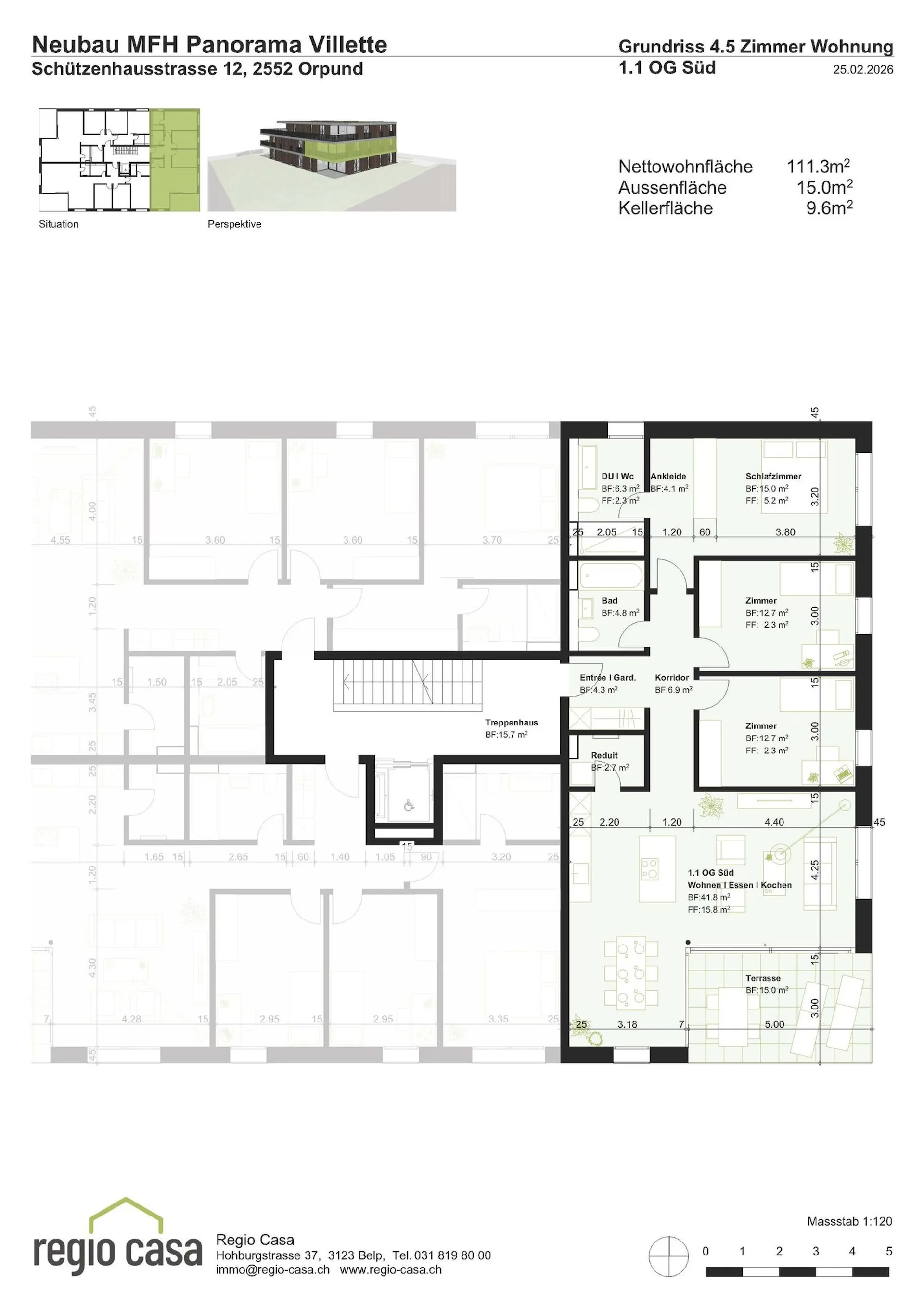 4.5-Zi.-Neubauwohnung mit Weitblick & 15 m² Balkon, Orpund