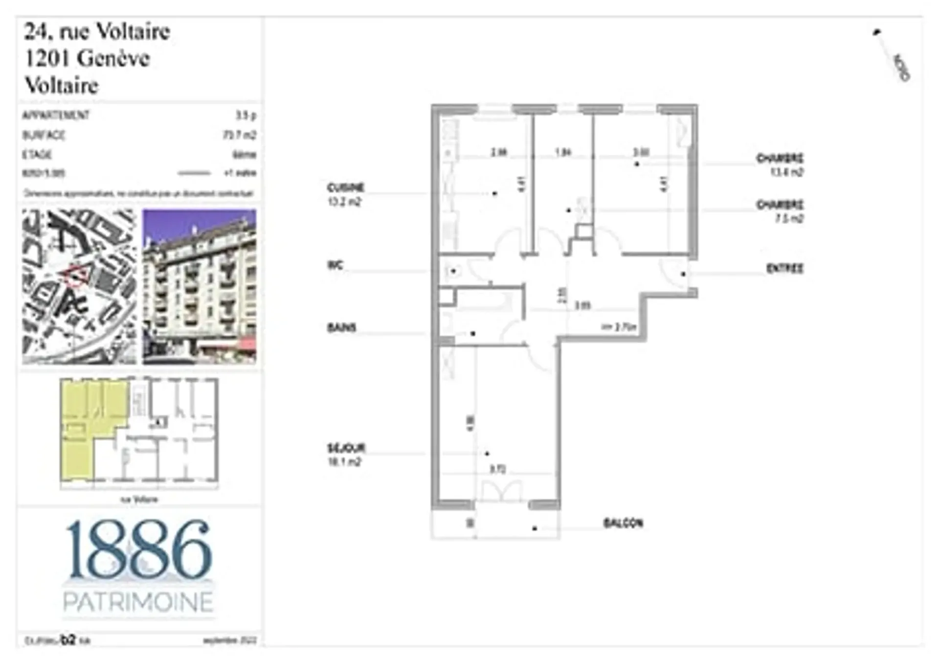 Wohnung mit 3.5 Zimmern im 6. Stock