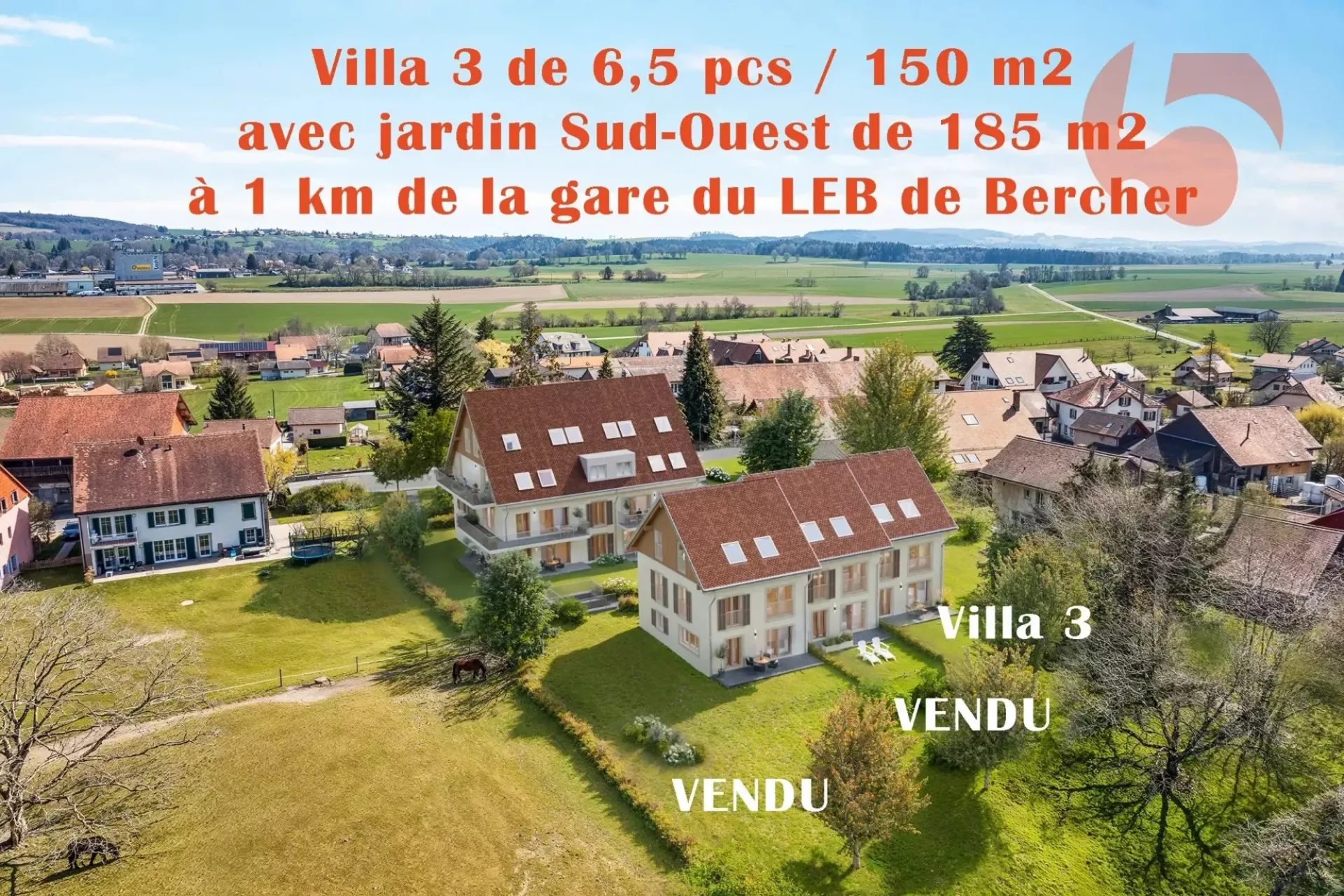 Projet de construction Villas contiguës 6,5 pcs à 1 km du LEB