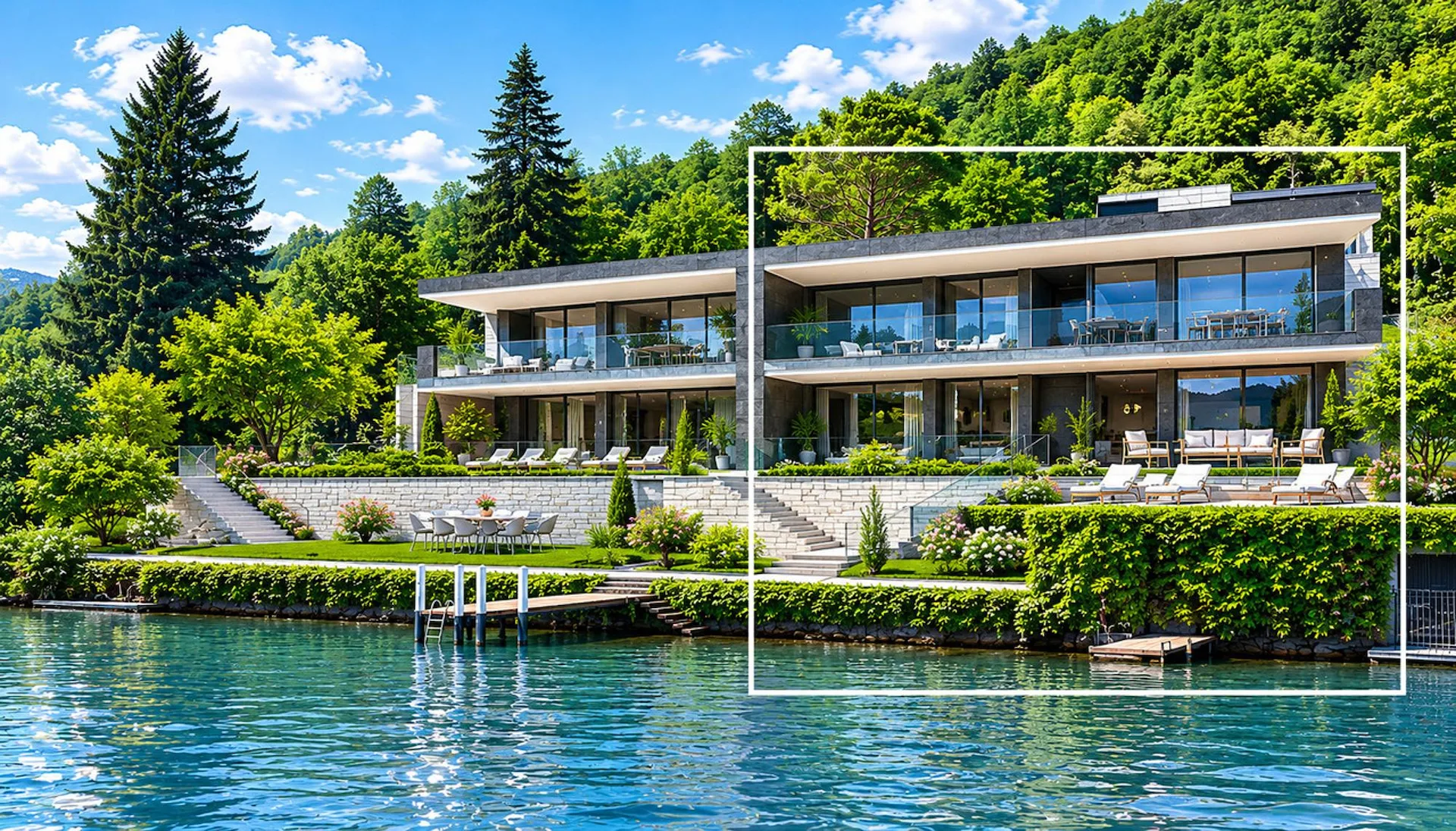 Lussuosa Villa Gemellare Fronte Lago di Lugano con Darsena Privata