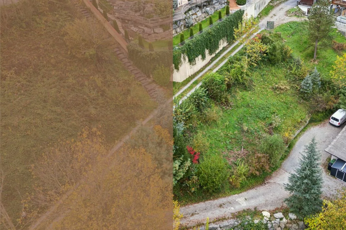 Parcelle di costruzione su un pendio verde