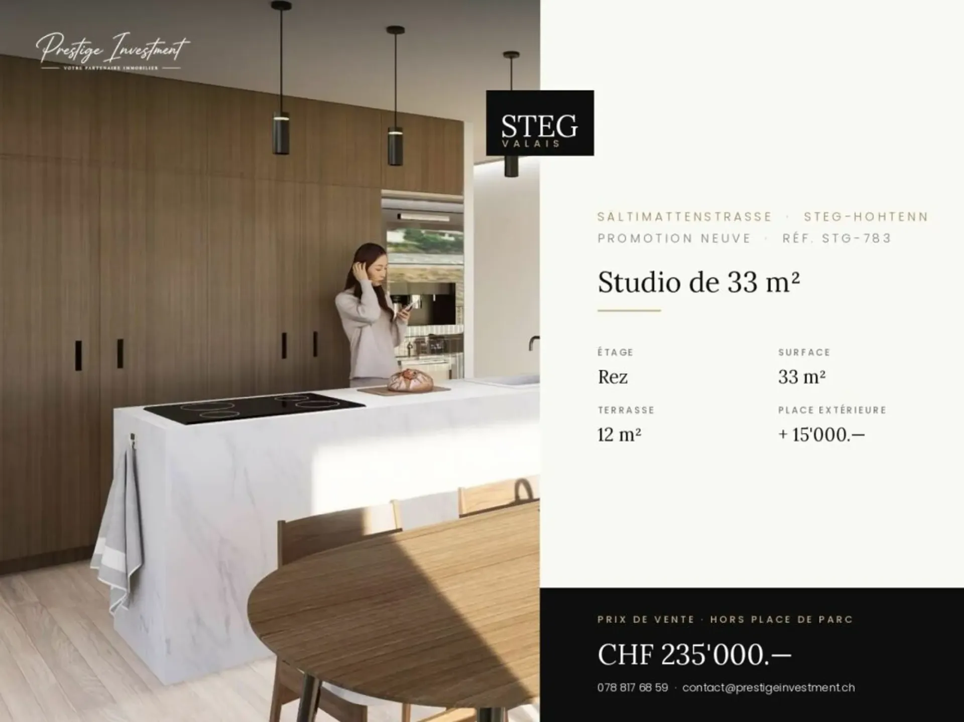 STG-783 ? Ground-floor studio, terrace, CHF 235'000.--