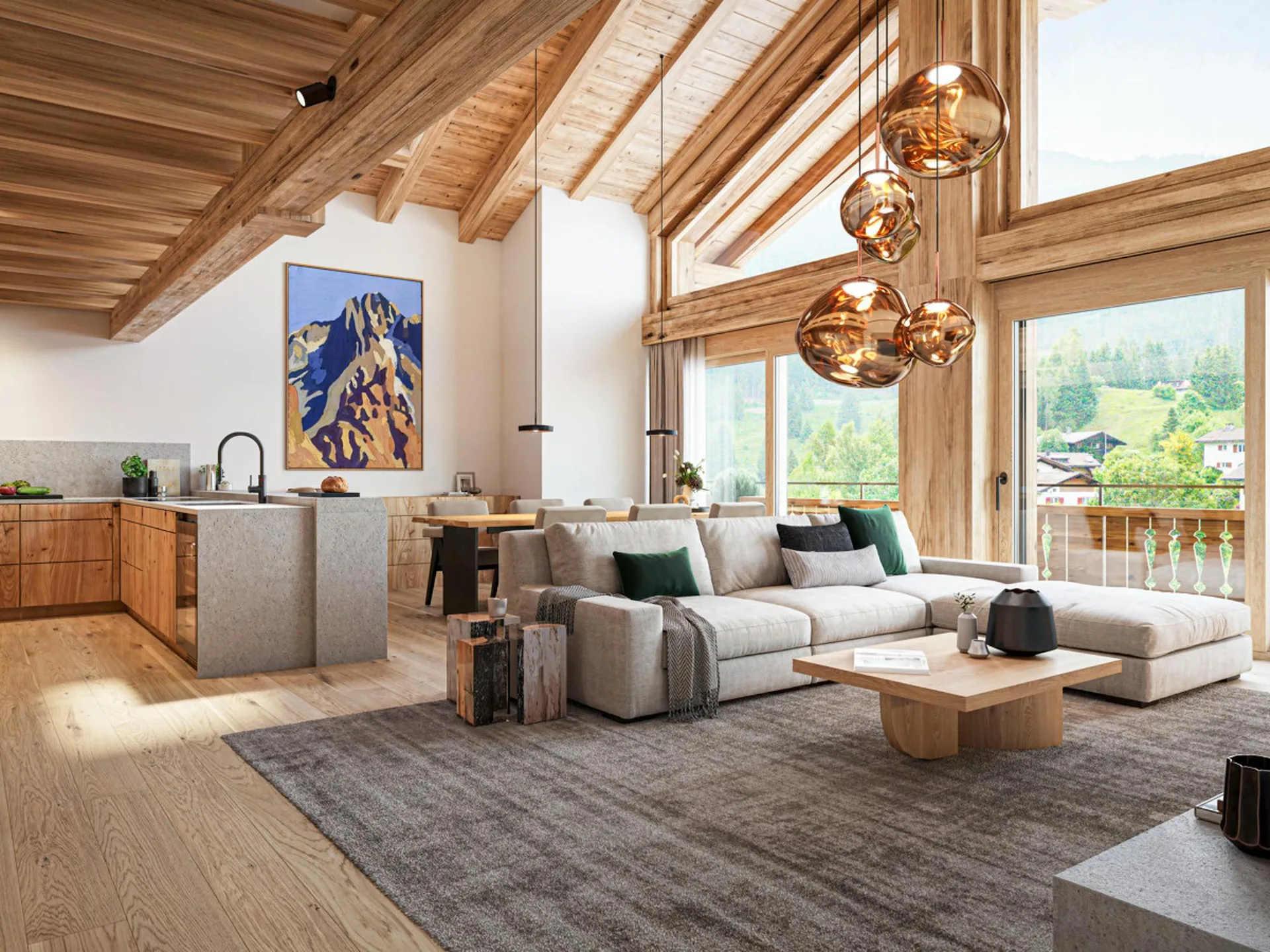 Klosters : Maisonnette en attique neuve avec intérieur élégant et vue