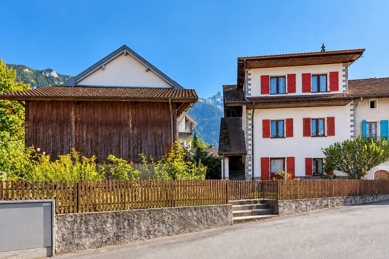Maison villageoise avec grange et jardin à Bex