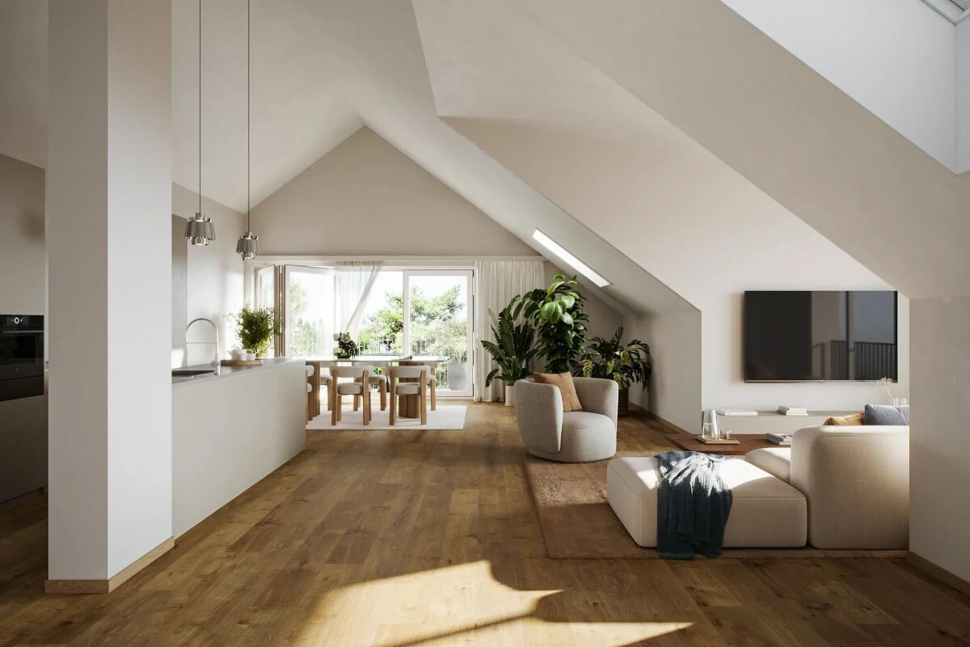 Attic apartment with loft feeling and far-reaching views towards the lake!