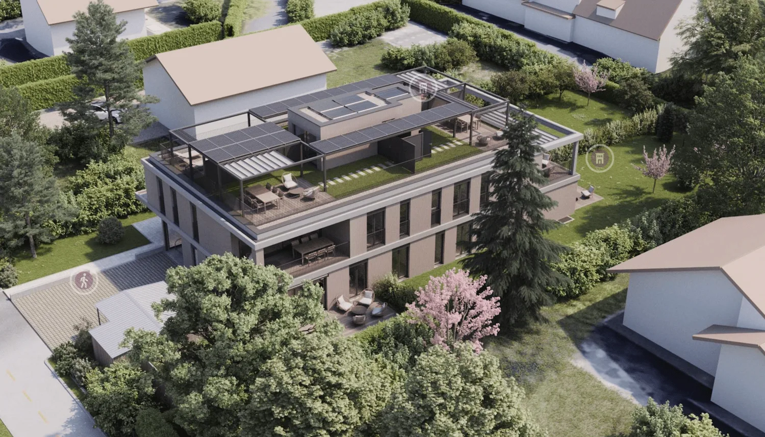 Appartamento nuovo a Vessy con giardino e tetto (THPE)