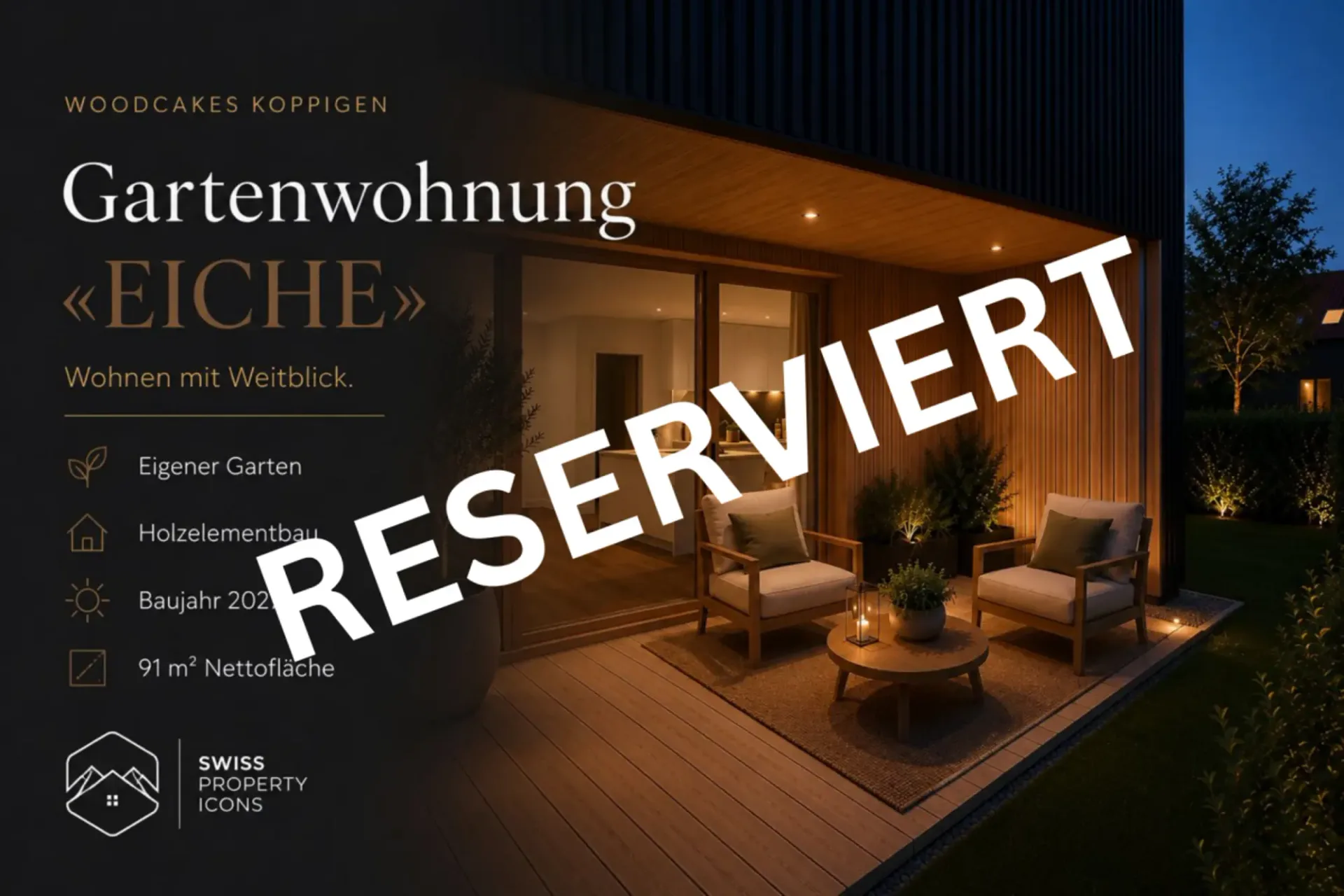 *RESERVÉ* NEUF: Appartement de jardin "CHÊNE" - Appartements neufs de rêve au centre de Koppigen