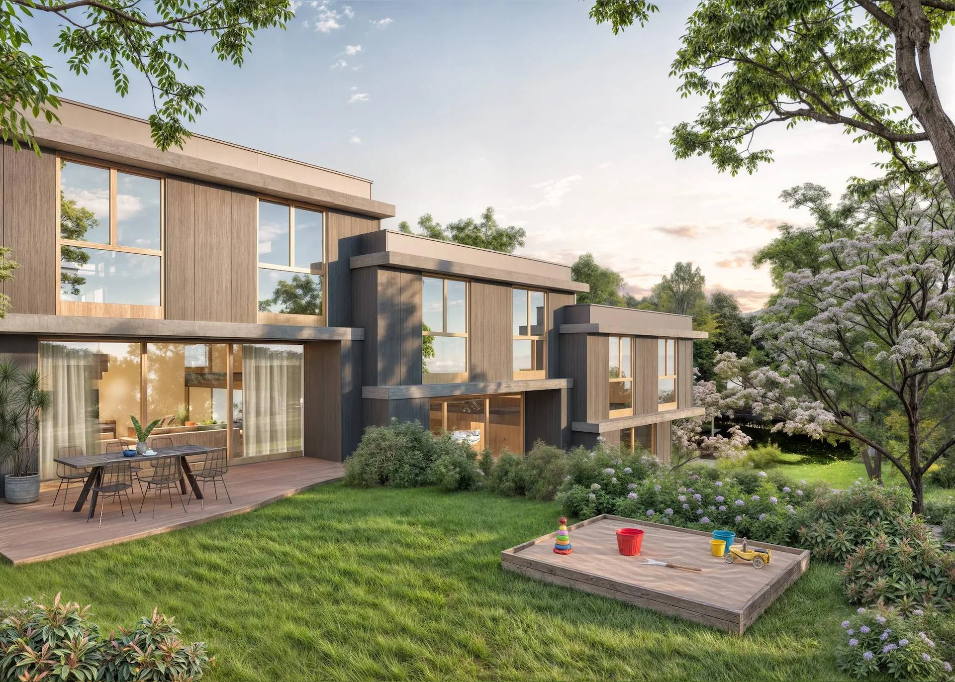 Prächtige Reihenvilla in einer grünen Oase