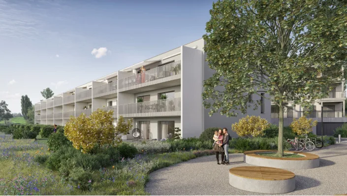 In affitto 3.5 locali con giardino/terrazza a Bussigny