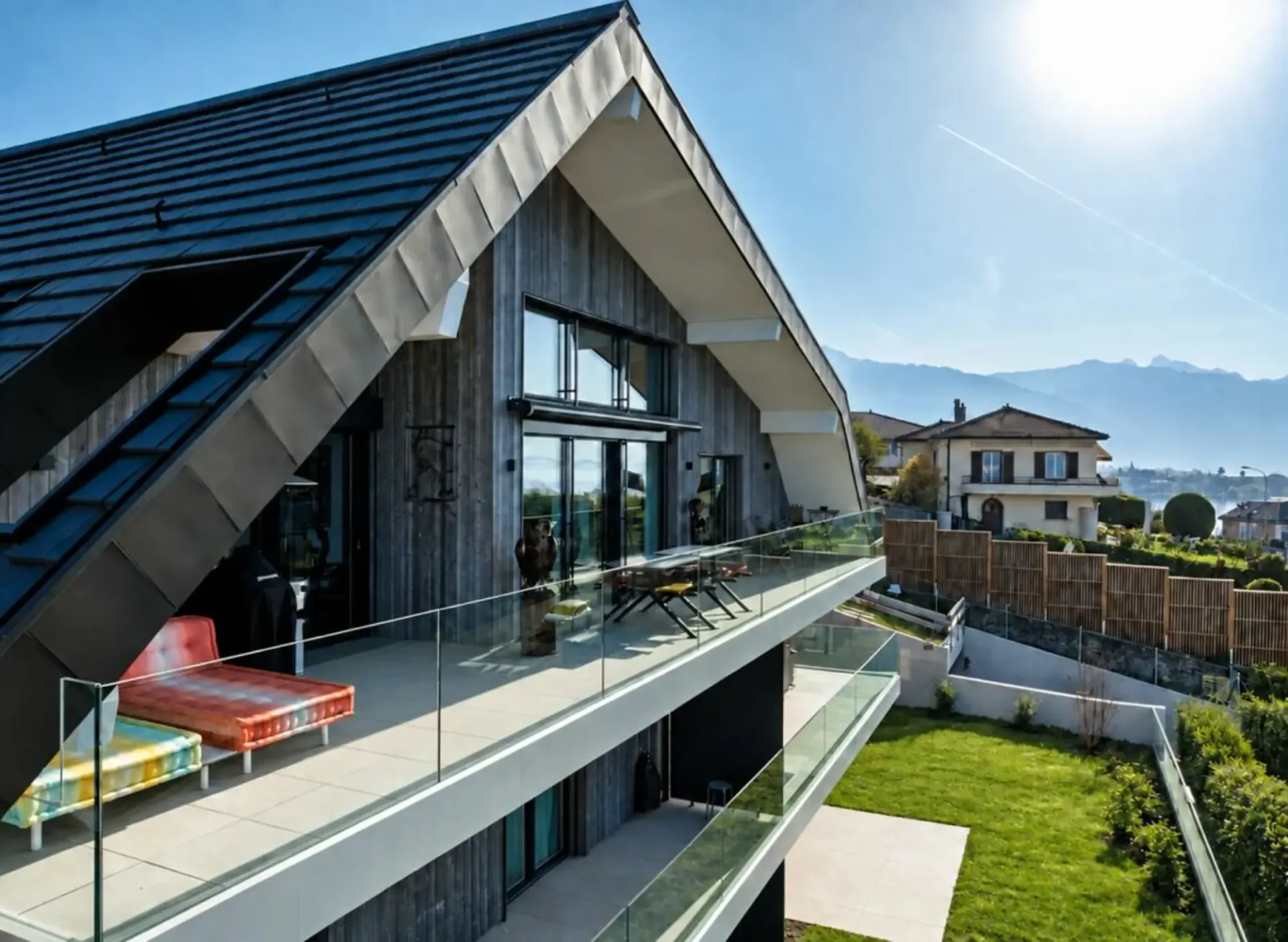 Contemporary attic apartment with a magnificent view of the lake and mountains - Beautiful ceiling height