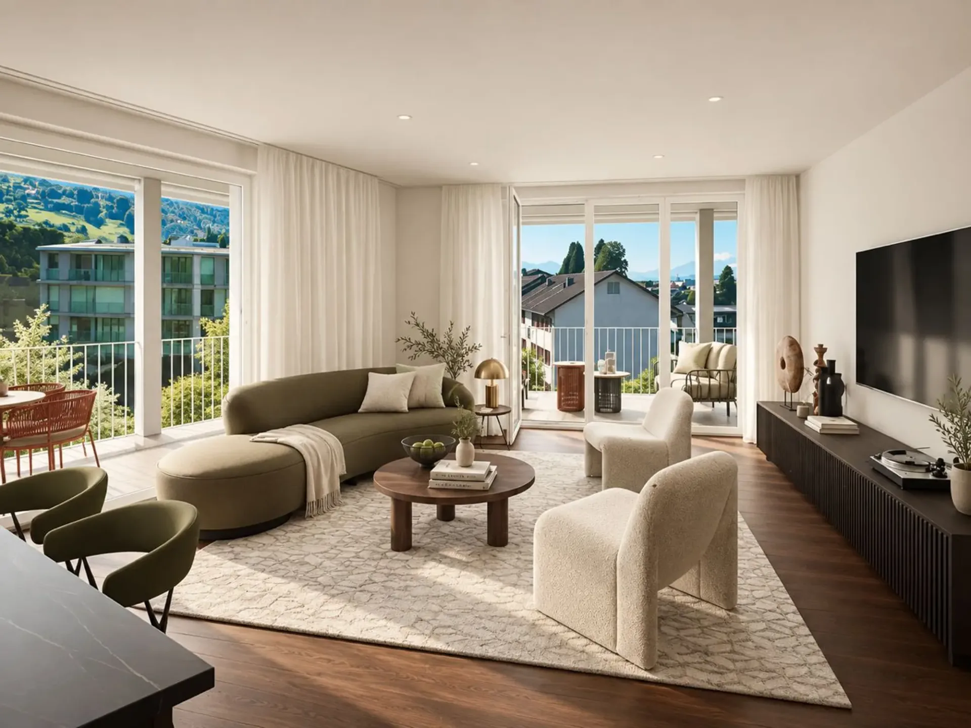 Appartement moderne 3.5 pièces avec vue sur les montagnes et balcon à Zug