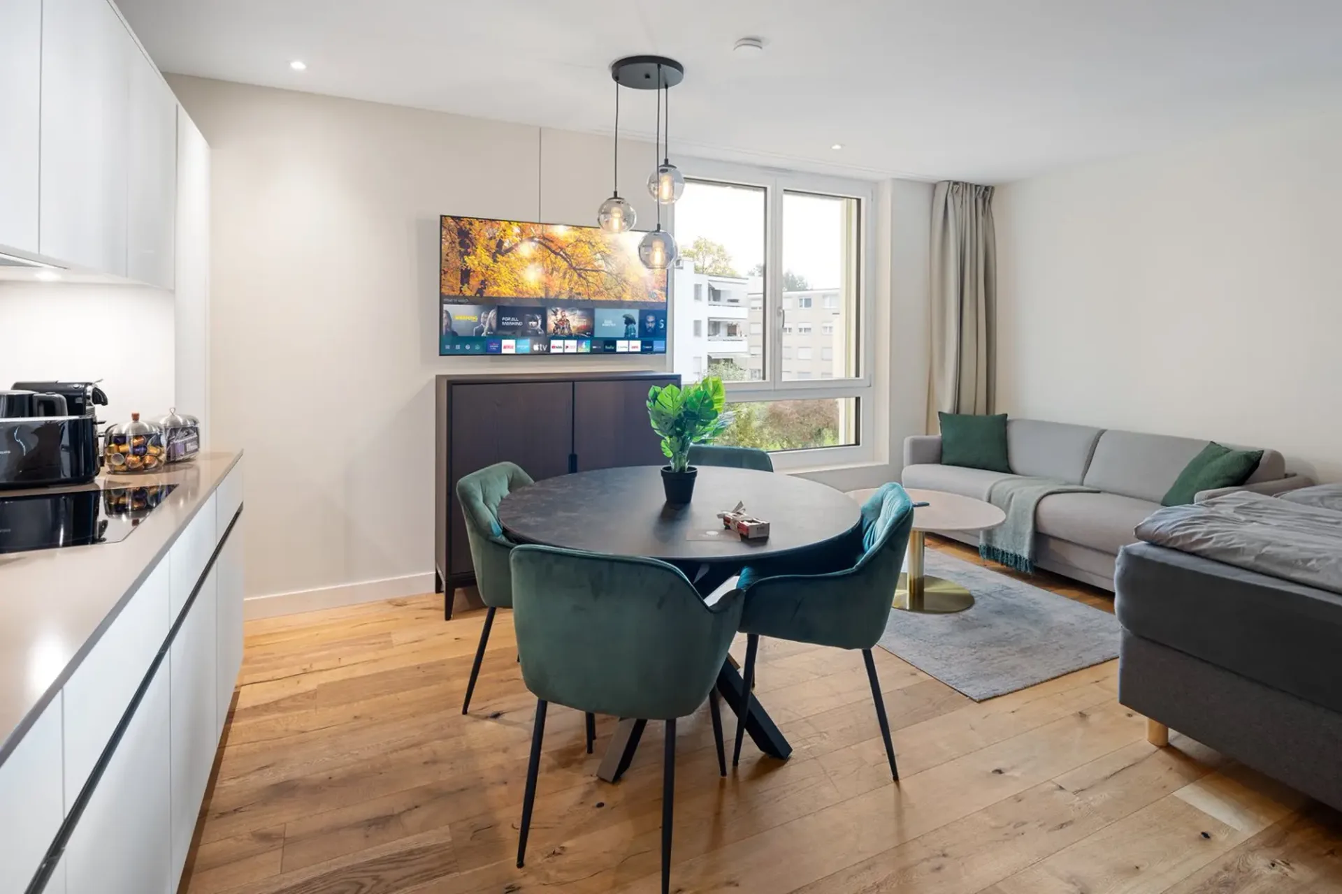 Grosszügiges möbliertes Studio mit Terrasse, Parkplatz & Co-Working-Zugang in Embrach, Zürich
