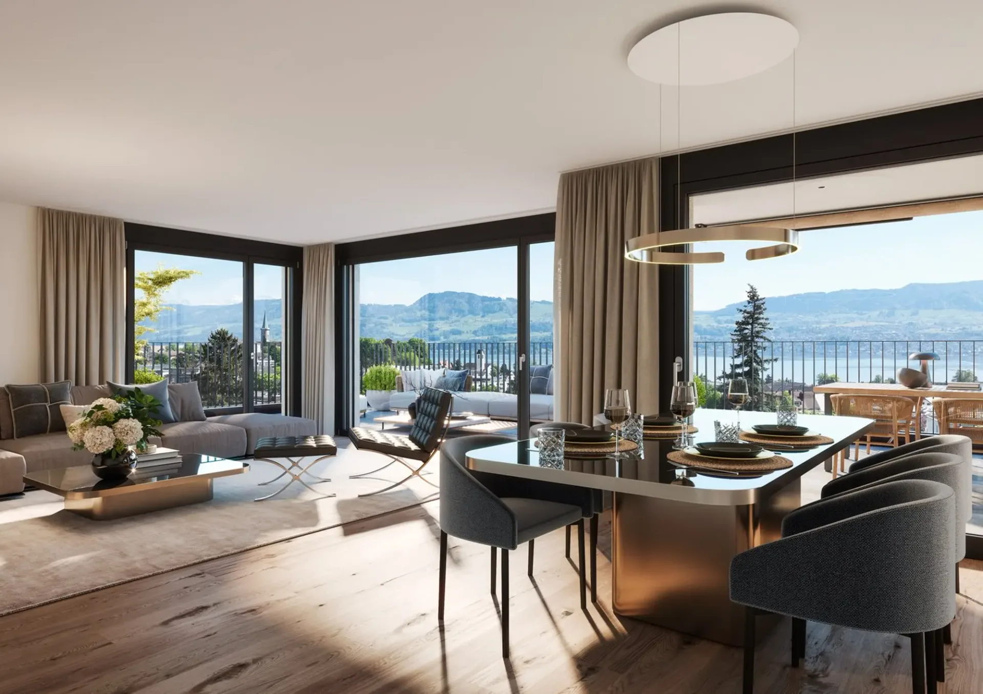 Neubau 4.5-Zimmer Attikawohnung, 148m2 Wohnfläche, zentrumsnahe Lage, wunderbare Seesicht
