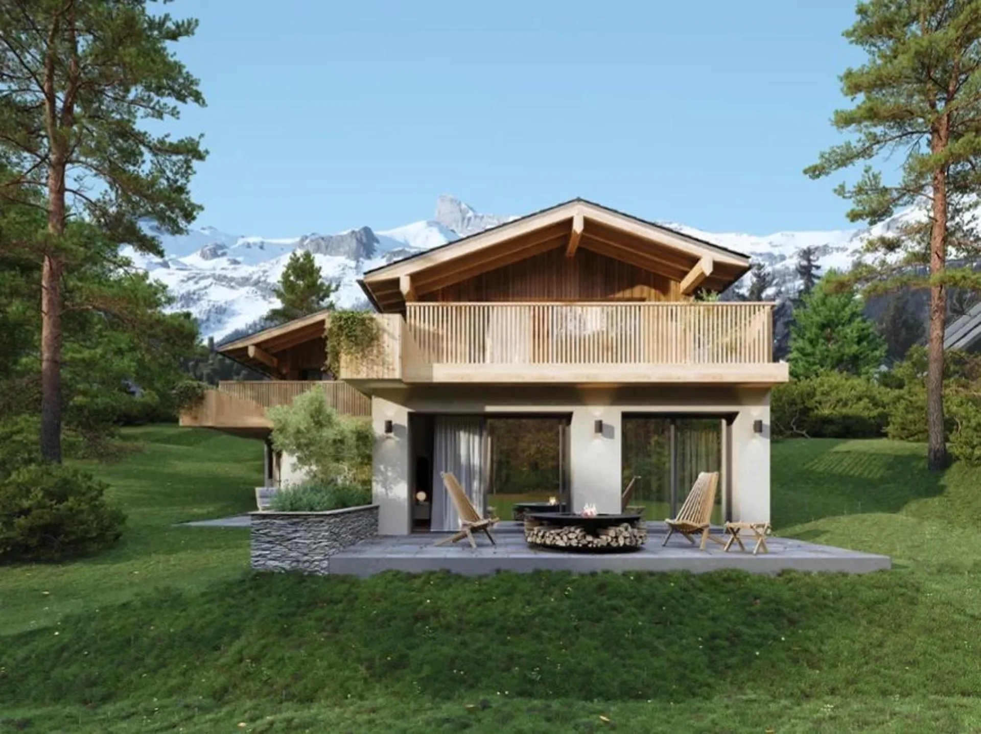 Chalet mit Nebengebäude von 5,5 Zimmern mit Panoramablick und Garten