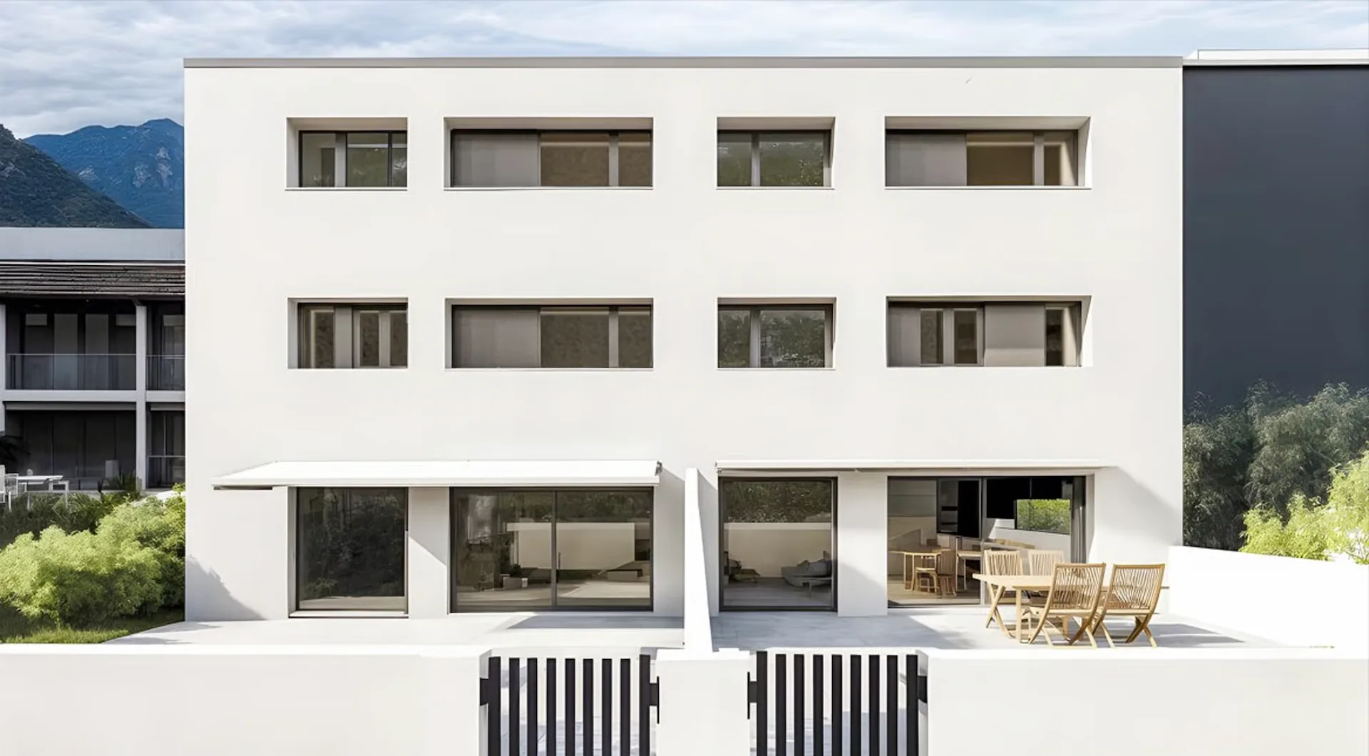 Zwei angrenzende Häuser in der Nähe der neuen Residenza Aurora.