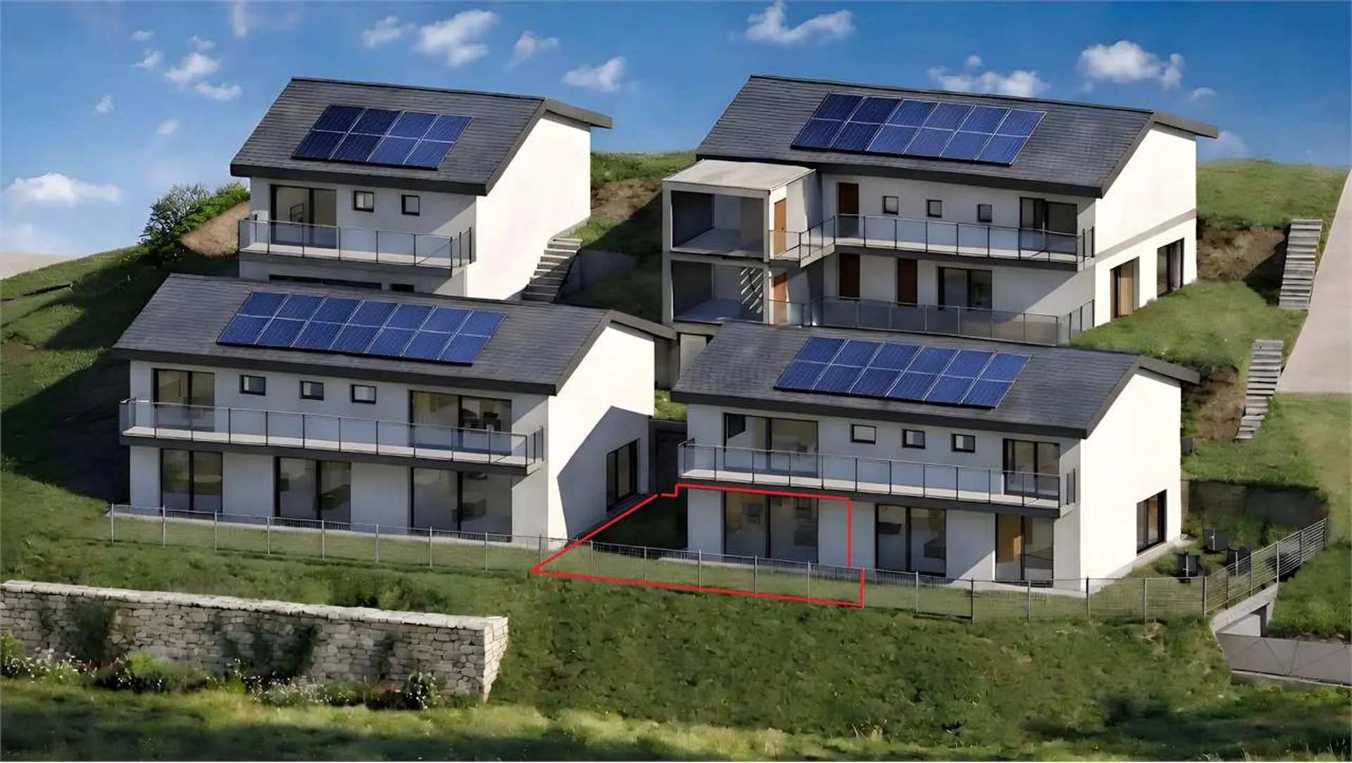 Moderne 2.5-Zimmer-Wohnung mit privatem Garten, freier Aussicht und Parkplatz inklusive