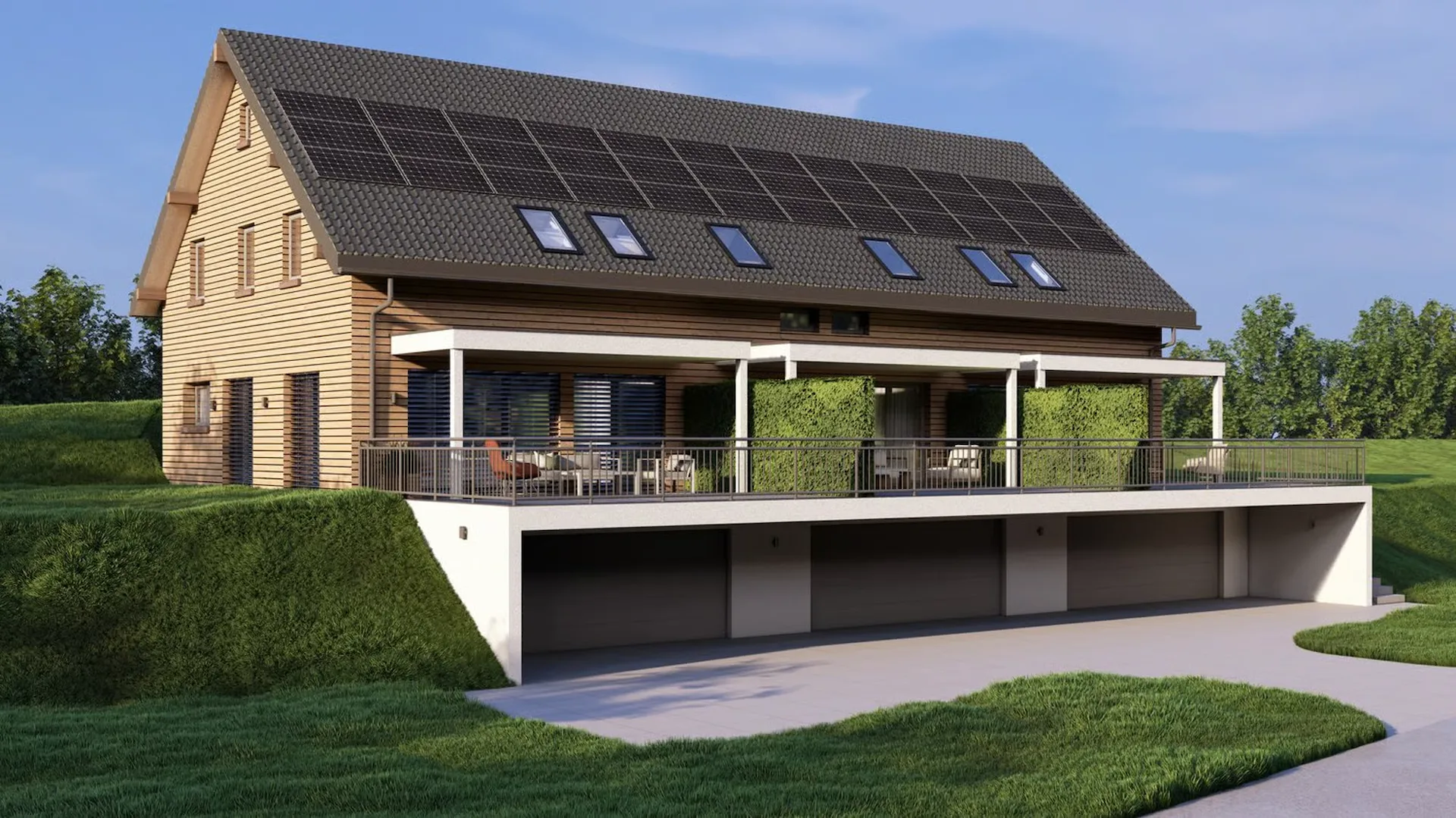 Neubau drei moderne Einfamilienhäuser nach Minergie-Standard in Riedstätt