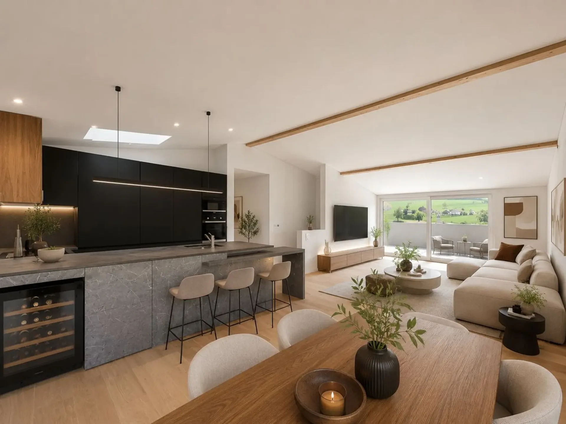 Neue 4,5-Zimmer-Wohnung mit Terrassen und Blick auf die Préalpes