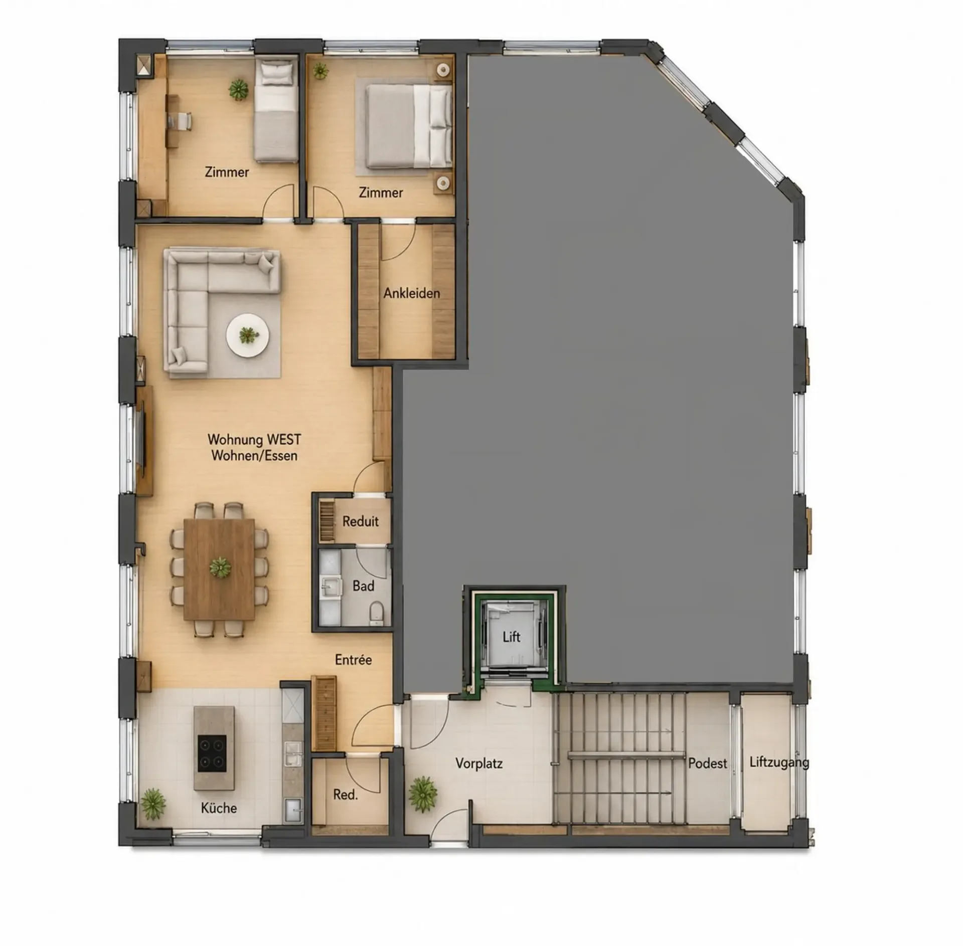 3.5-Zimmer-Attikawohnunng mit Sommerkühlung zu vermieten