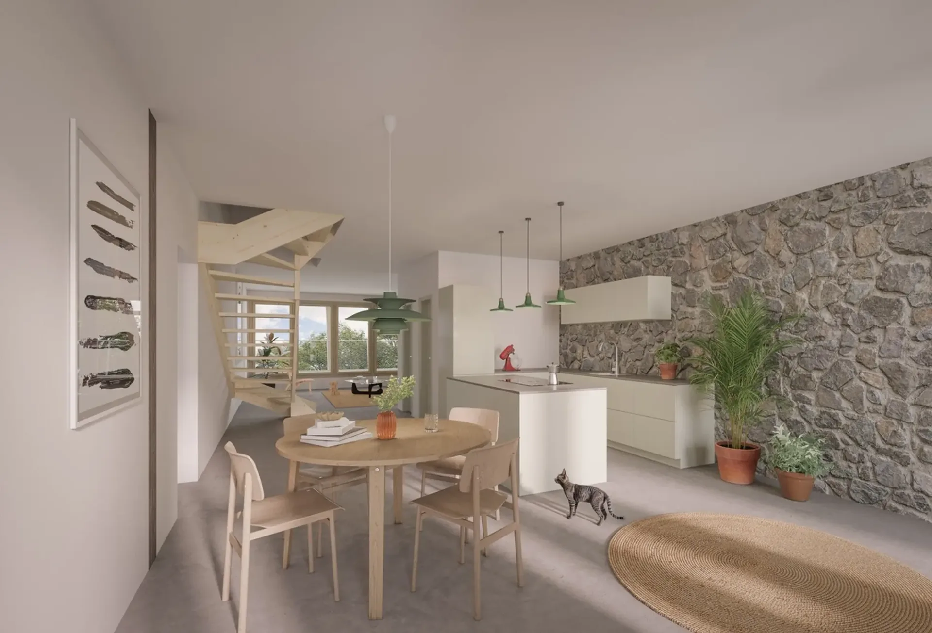 New 4.5-room duplex apartment in a renovated farm
